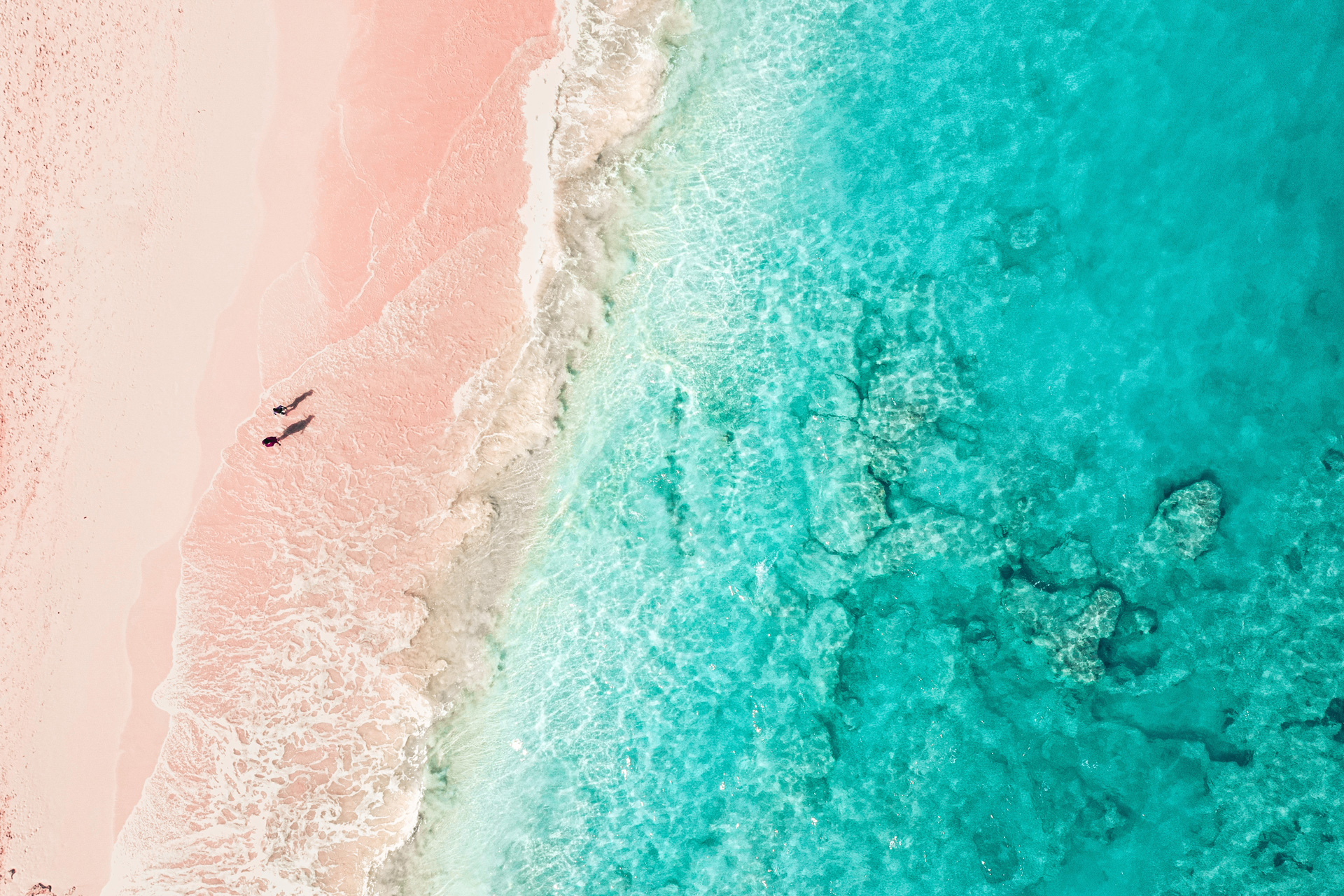Birds eye view of the sea and beach