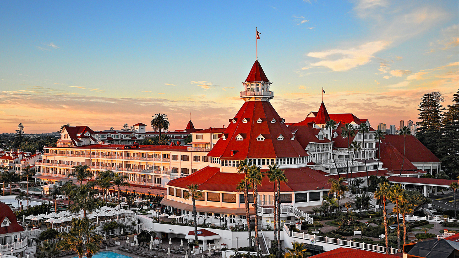North america & canada, California, Del coronado, External golden hour view