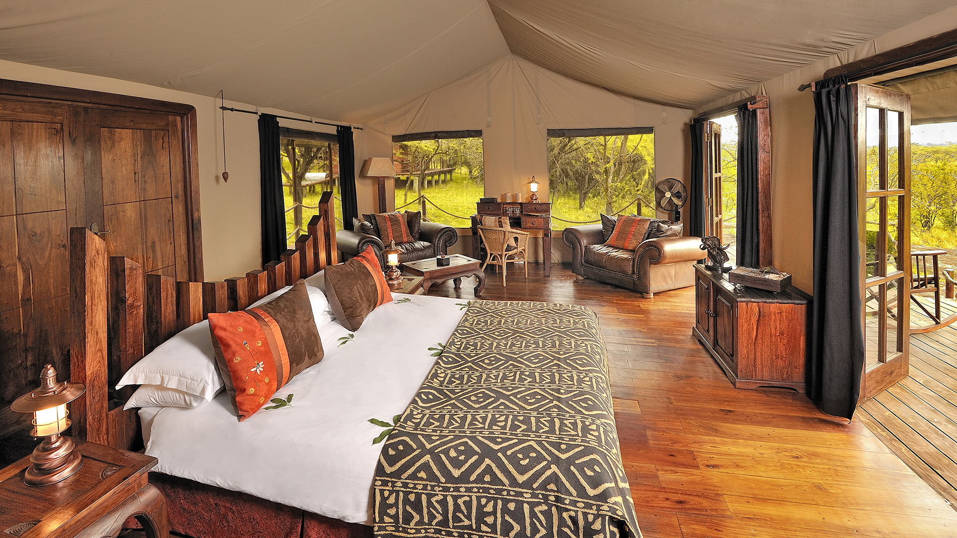  Africa, Tanzania, Serengeti Migration Camp, Tent Interior View