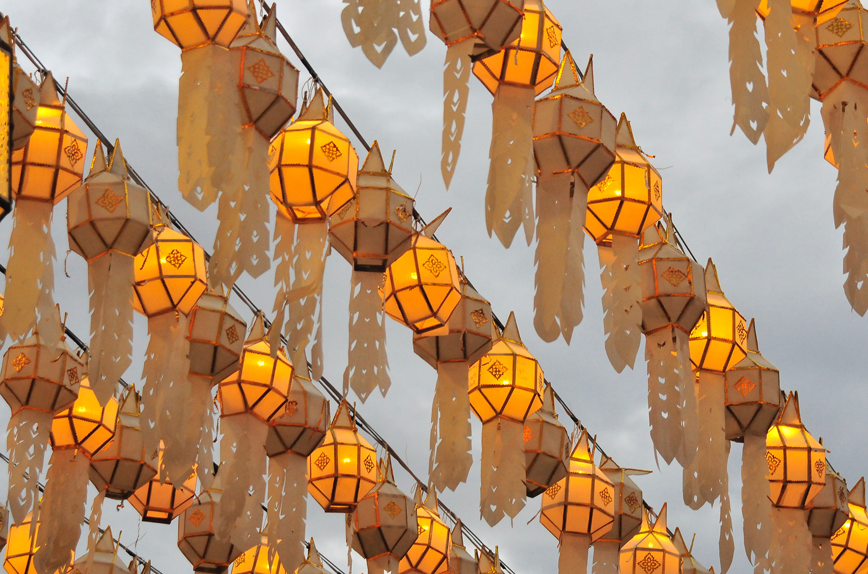 Strong of lanterns hanging in Lamphun