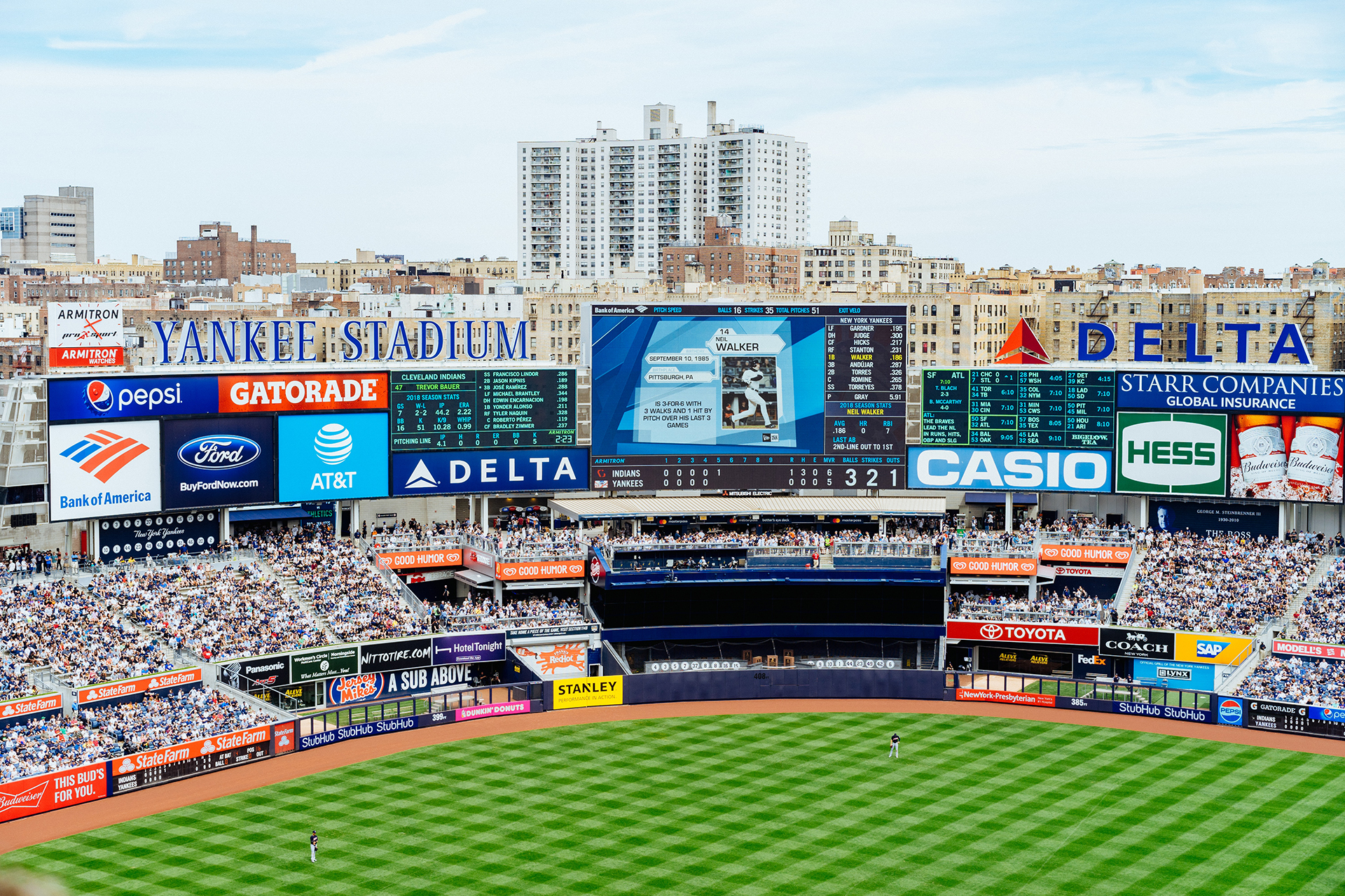A view from high up in the New York Yankees baseball stadium
