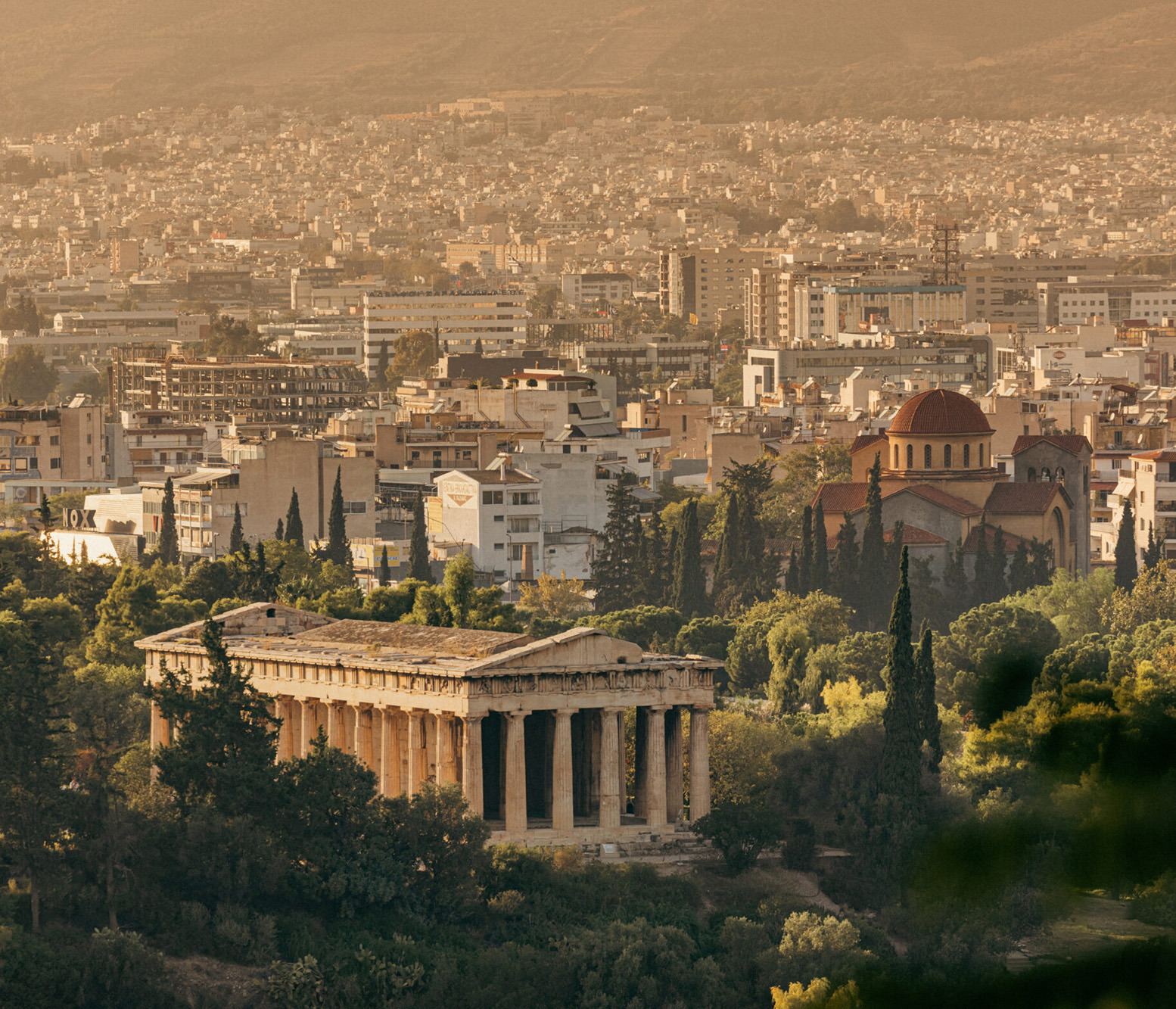 Europe, Greece, Athens, Archaeology Museums landscape from afar