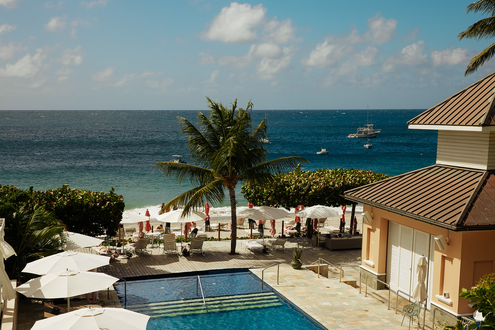 Caribbean, St Lucia, BodyHoliday pool & beach view 