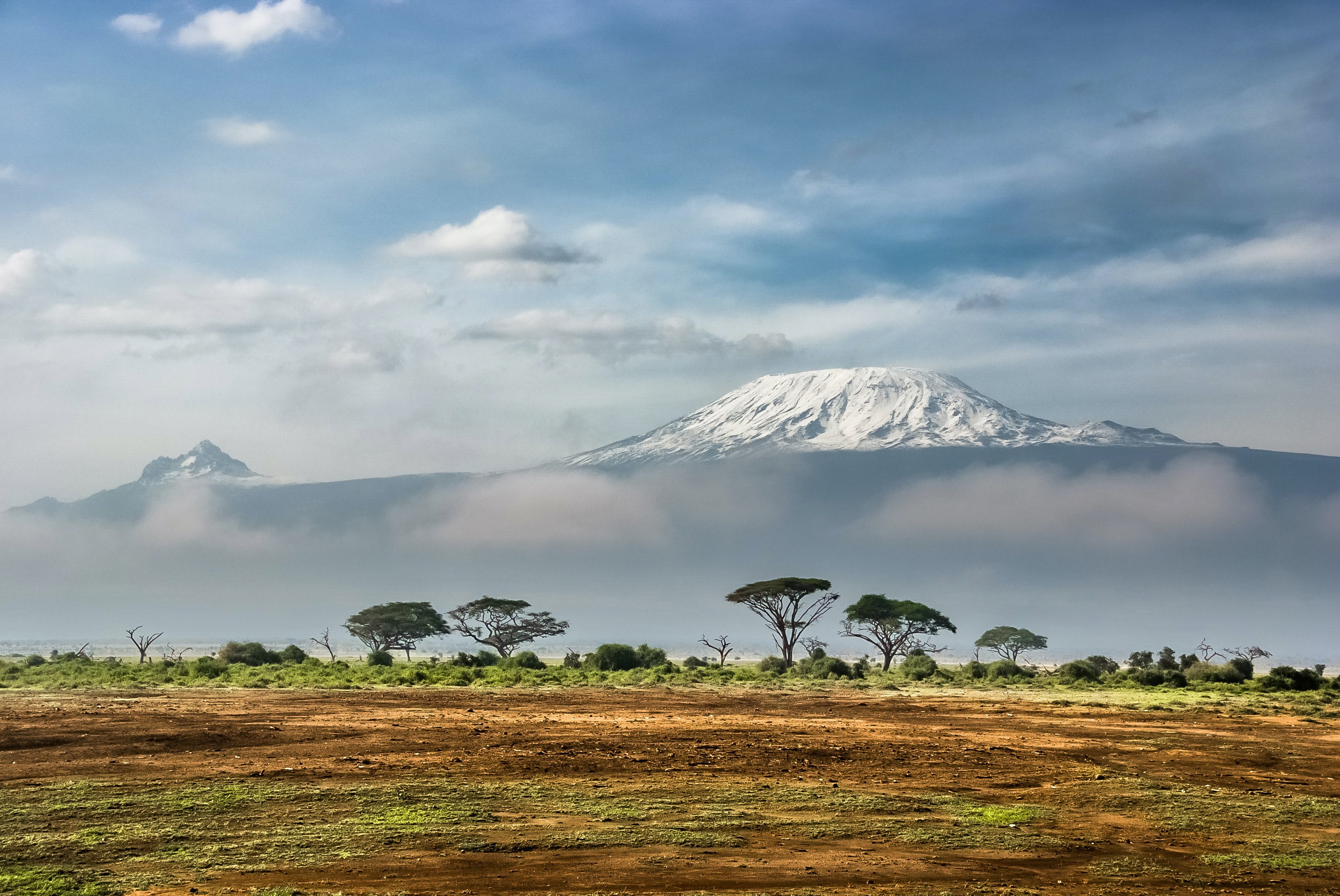 A view of Mt Kilimanjaro from the ground