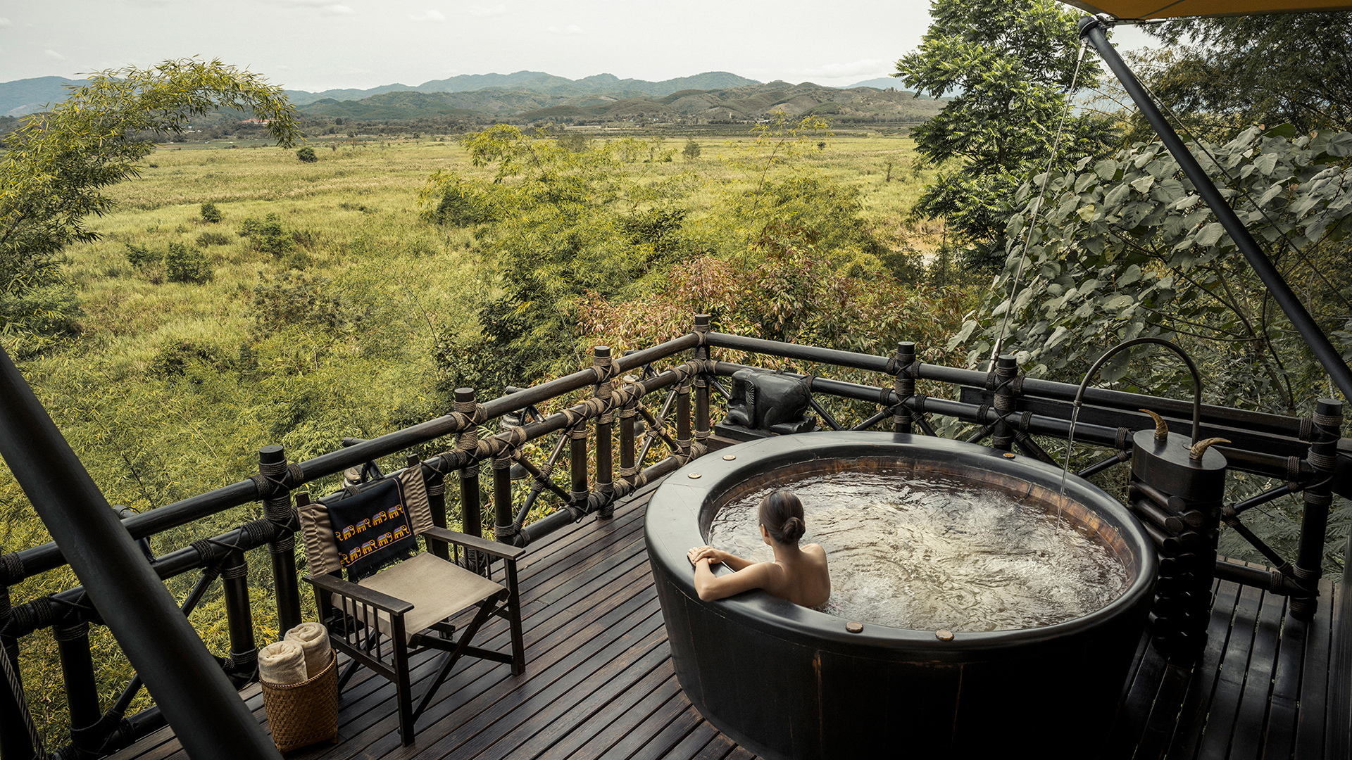 Worldwide, Asia, Thailand, Four Seasons Tented Camp Golden Triangle, Hot tub view