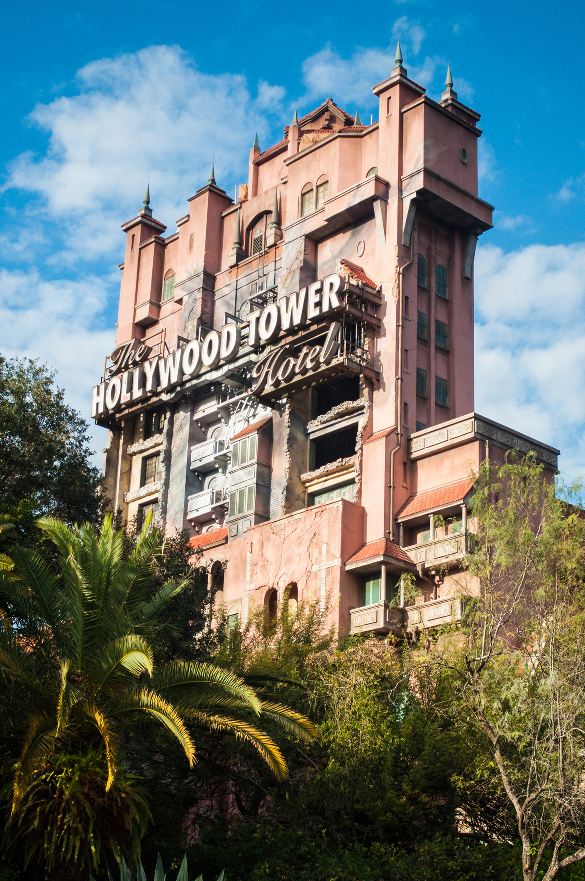 Exterior of the Hollywood Tower of Terror ride at Disney World Florida