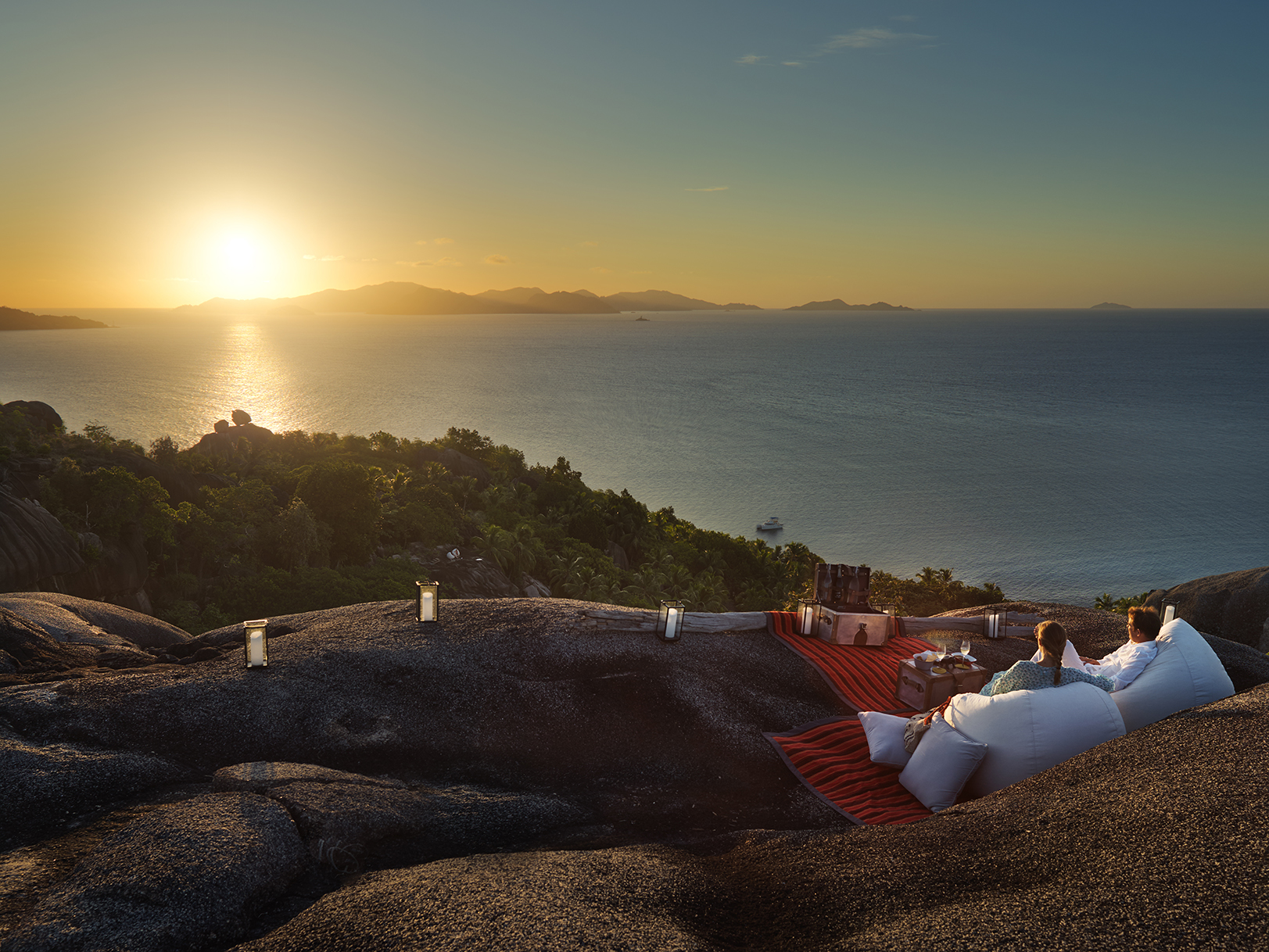 Indian Ocea, Seychelles, Six Senses Zil Payson, Sunset Cocktail On Top of Hill