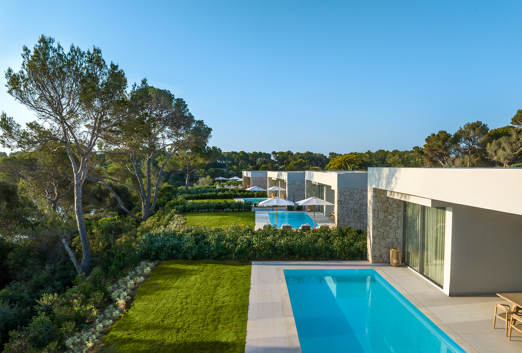 Europe, Spain, Mallorca, Ikos Porto Petro, landscape of villa private pools