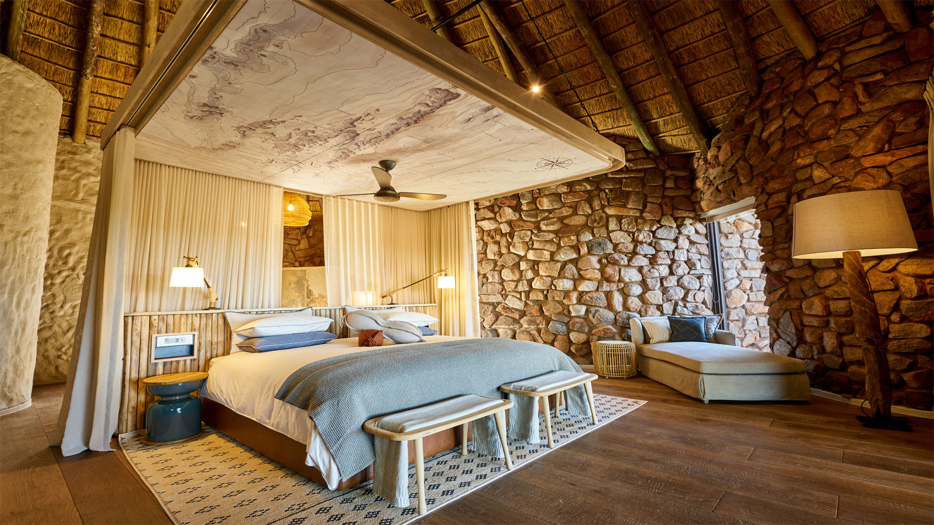  South africa, Northern cape province, Tswalu game reserve, Tswalu motse bedroom