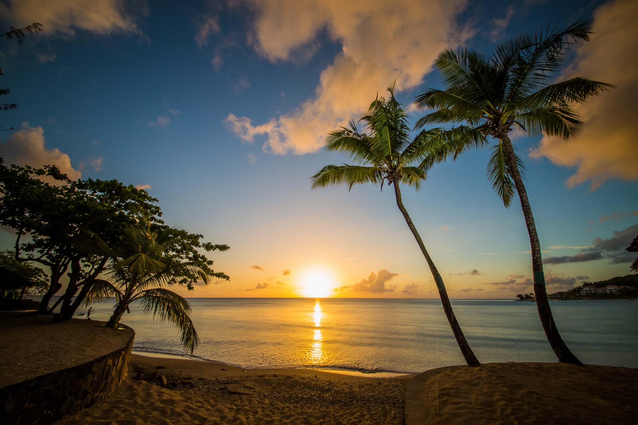Caribbean, St Lucia, East Winds, Beach sunset