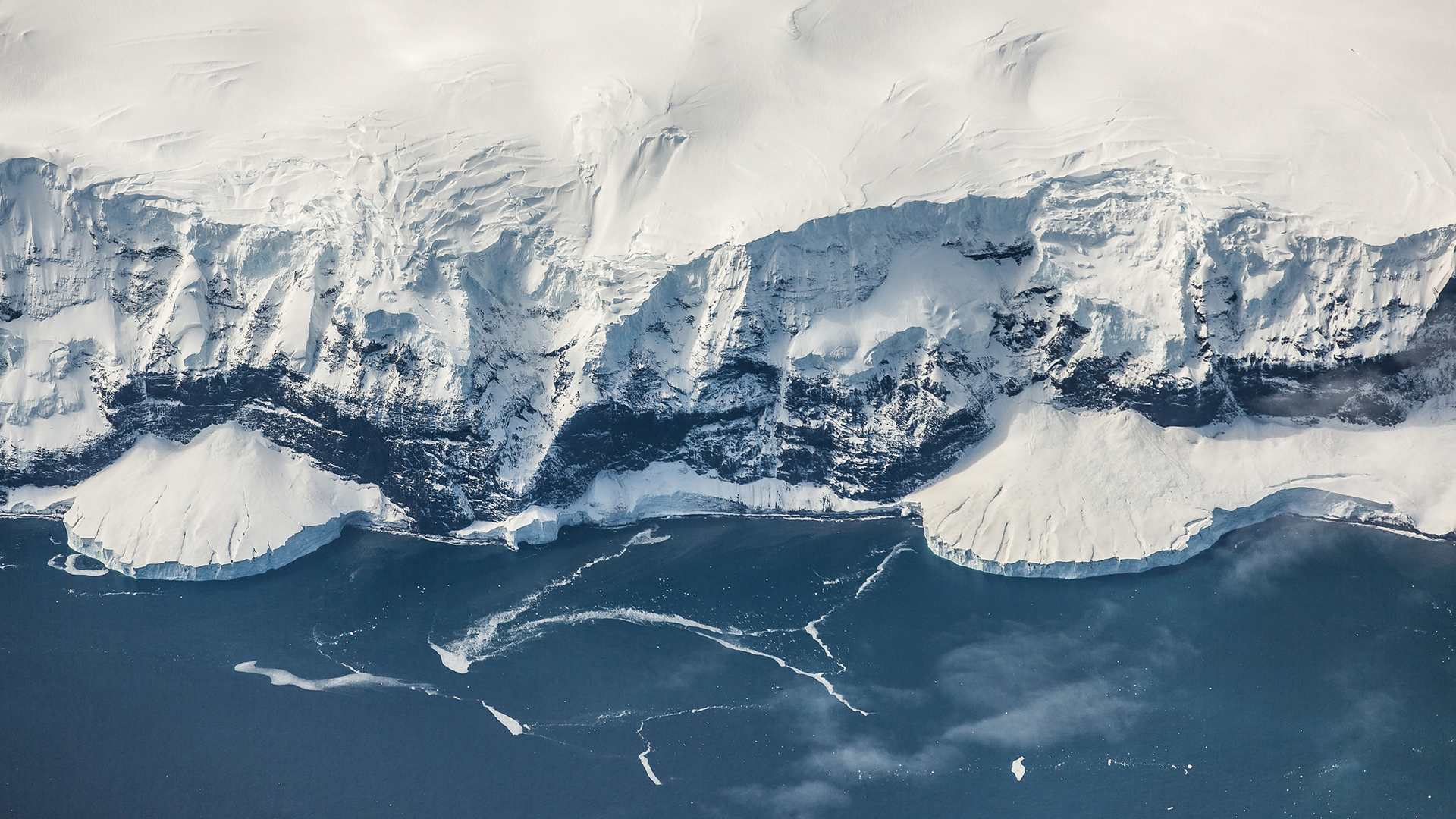 Aerial View Of Glaciers In Antarctica