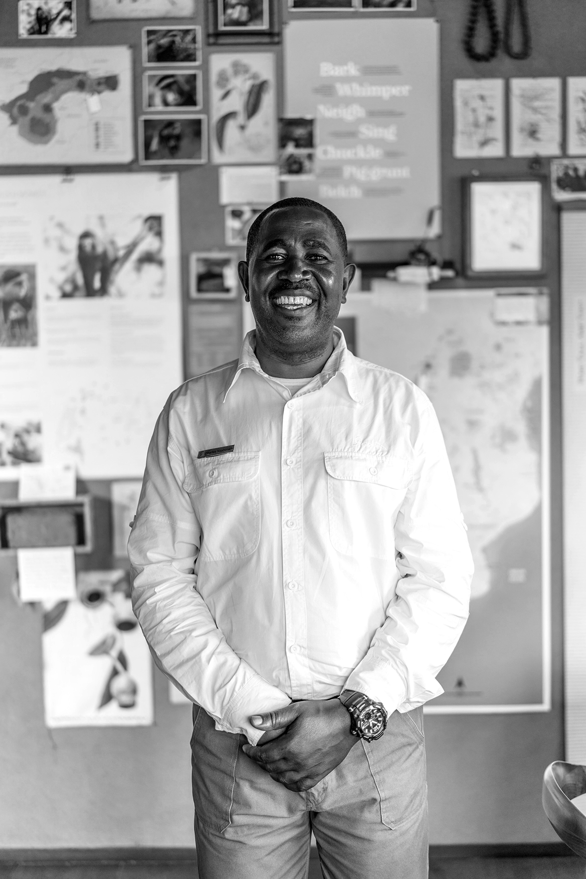 Africa, Rwanda, Portrait of Charles Nsabimana, resident conservationist at Singita Volcanoes National Park