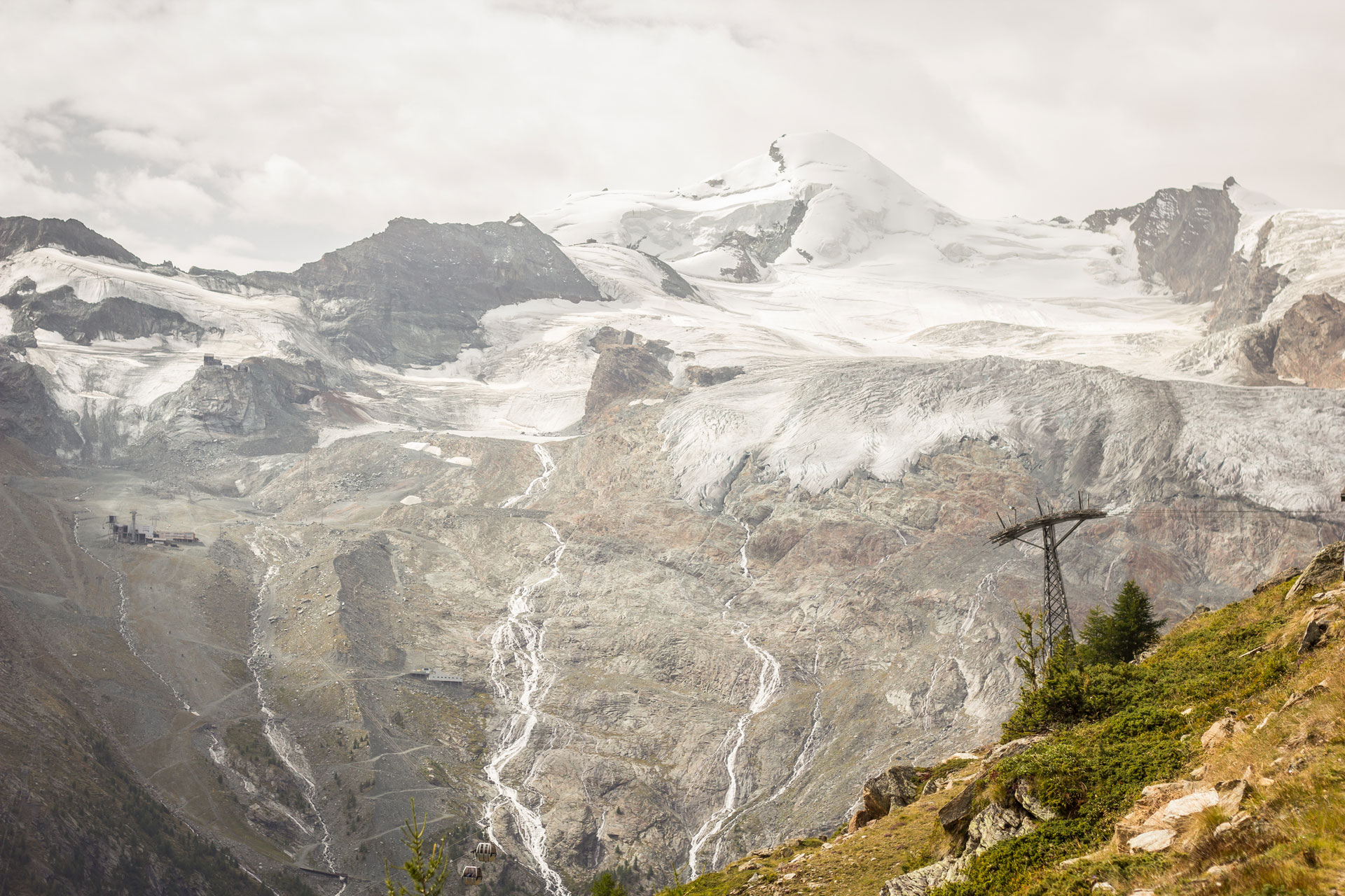 Rock mountains with snow covered peaks