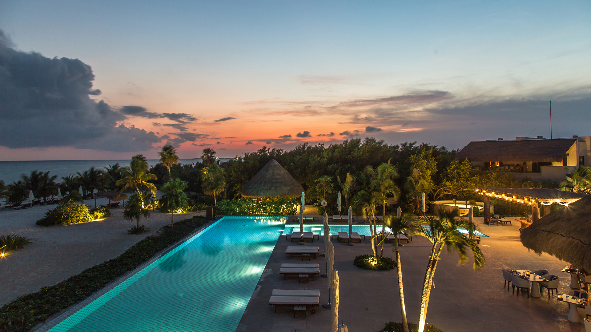 Caribbean, Mexico, Chable Maroma, Sunset View