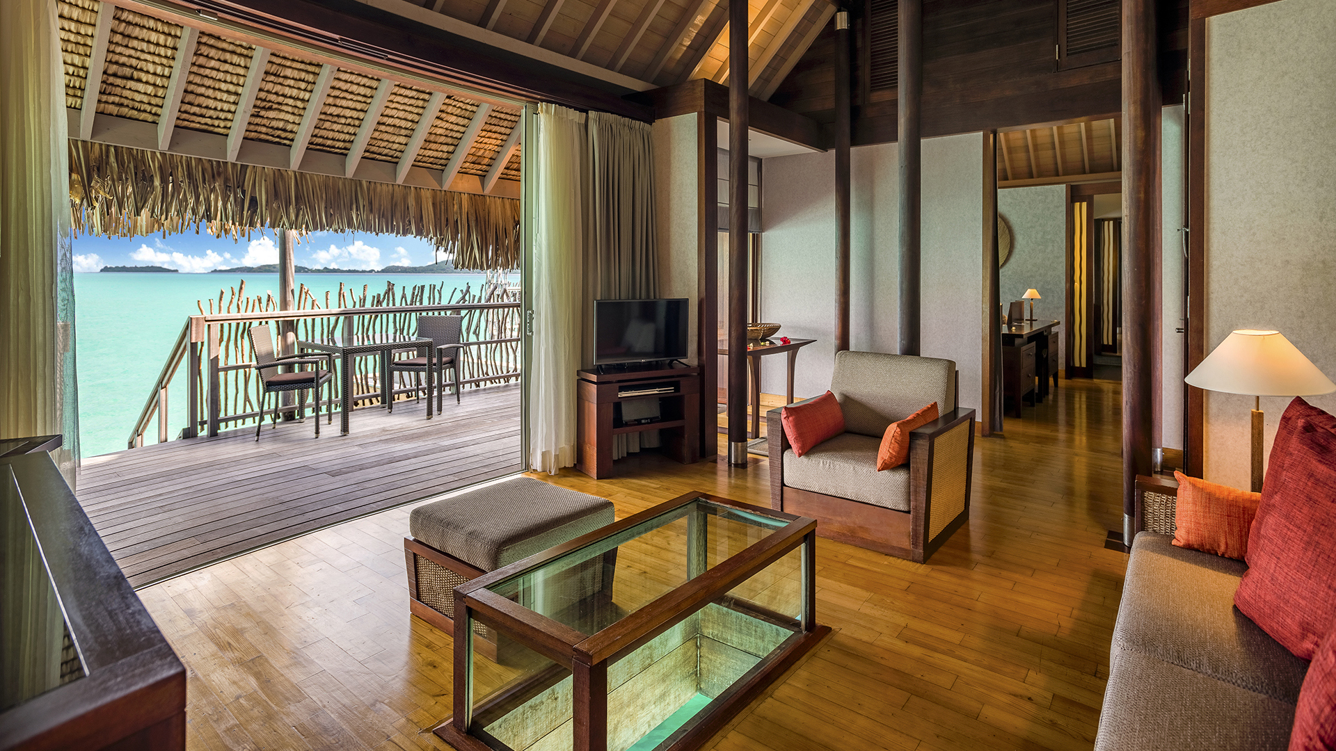  Worldwide, French Polynesia, Intercontinental Bora Bora Resort Thalasso Spa, Villa Living Room