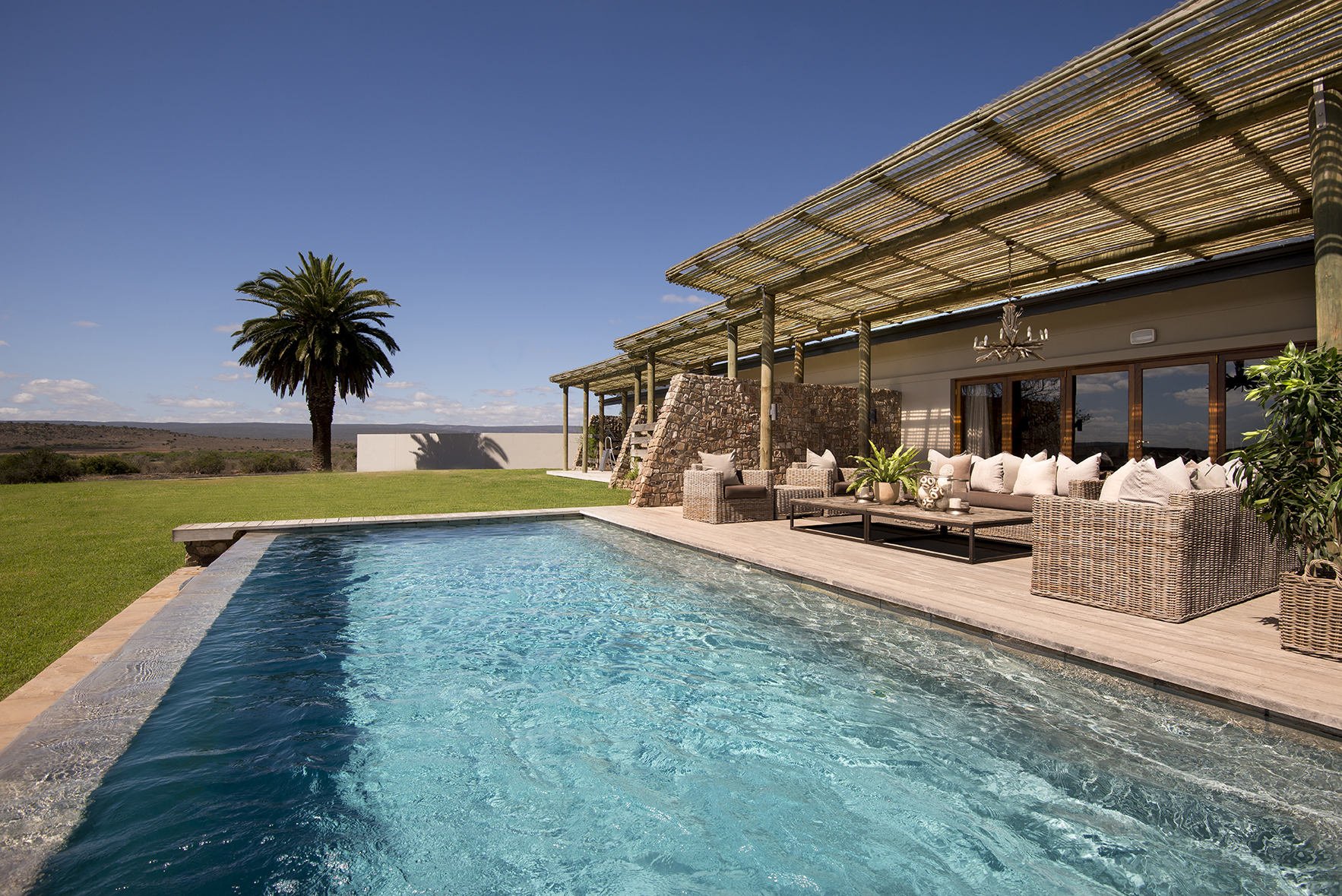 Africa, South Africa, Kwandwe Private Game Reserve Fort House, pool