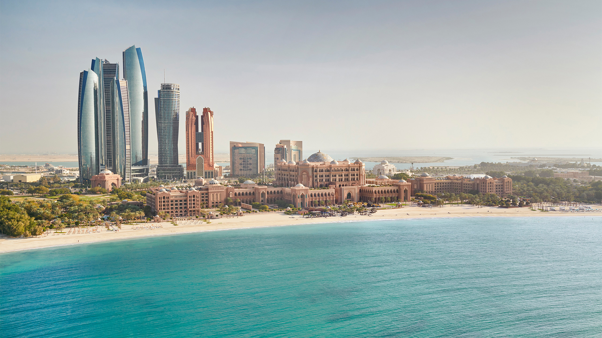 Arabia, Abu Dhabi beach & desert, Abu Dhabi skyline