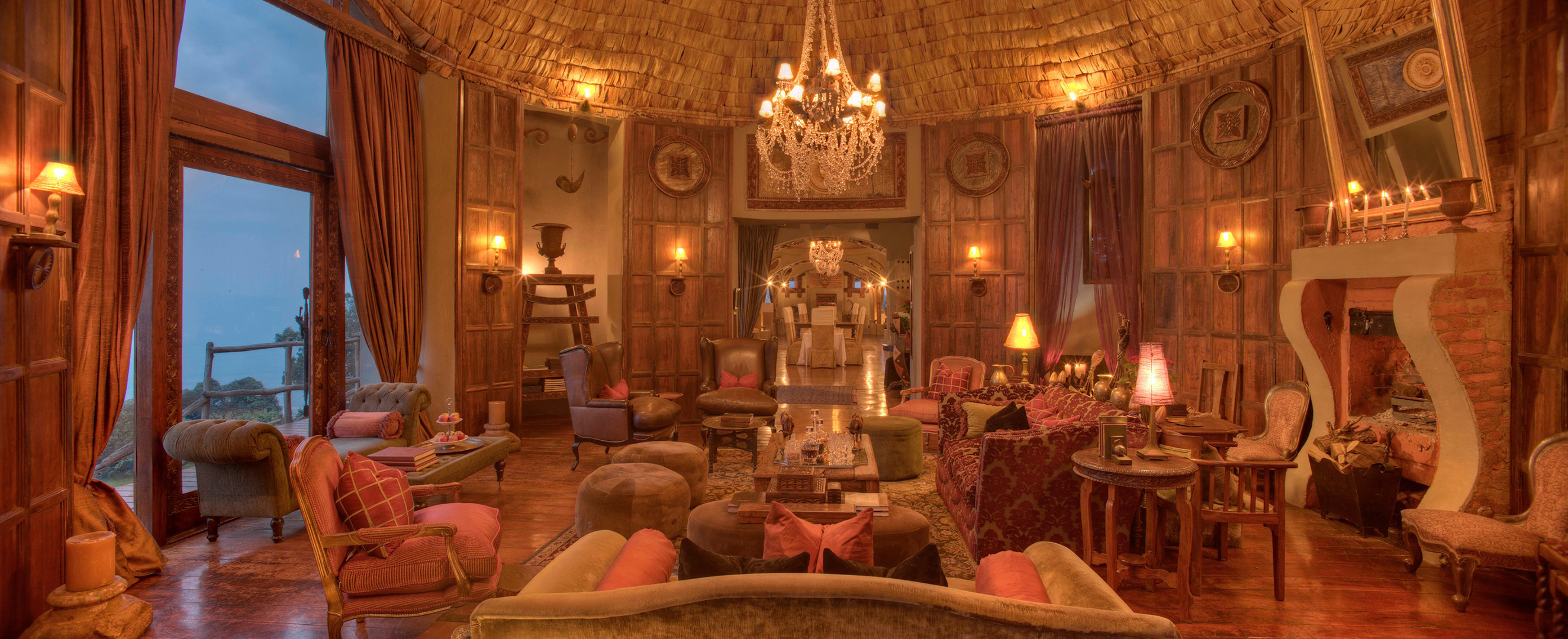 Africa, Tanzania, andBeyond Ngorongoro Crater Lodge, Guest area north camp sitting area