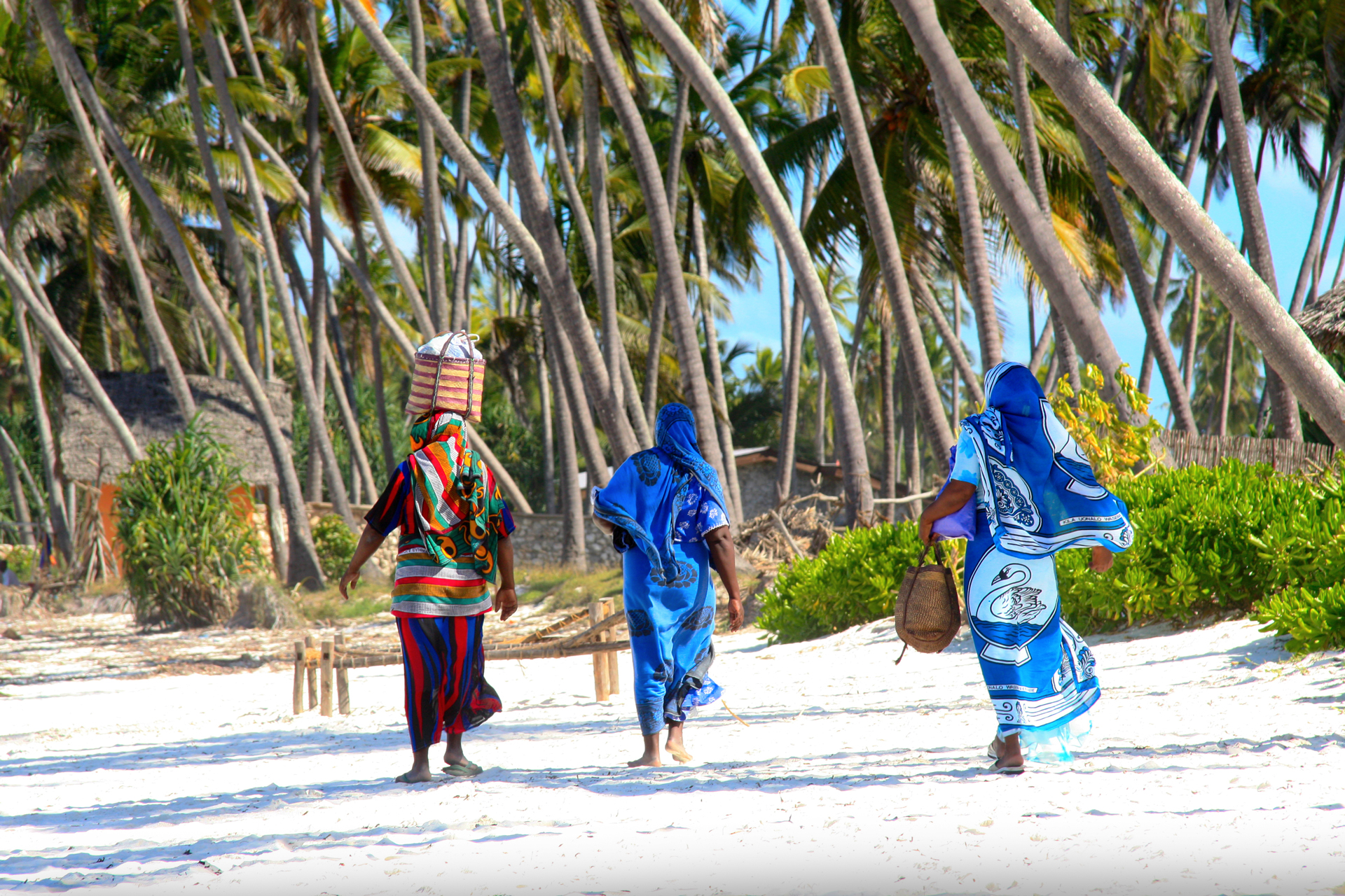 A group of people walking on a beach