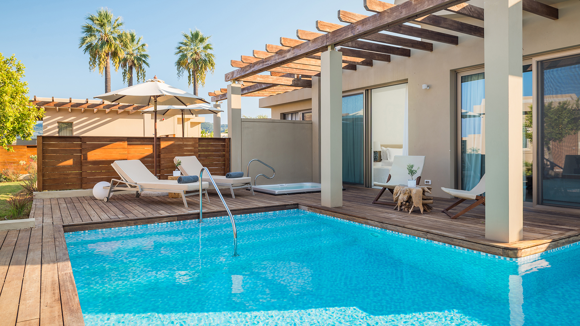 Europe & North Africa, Greece, Corfu, Domes Miramare, A Luxury Collection Resort, Paviliion Suite Sea View outdoor pool