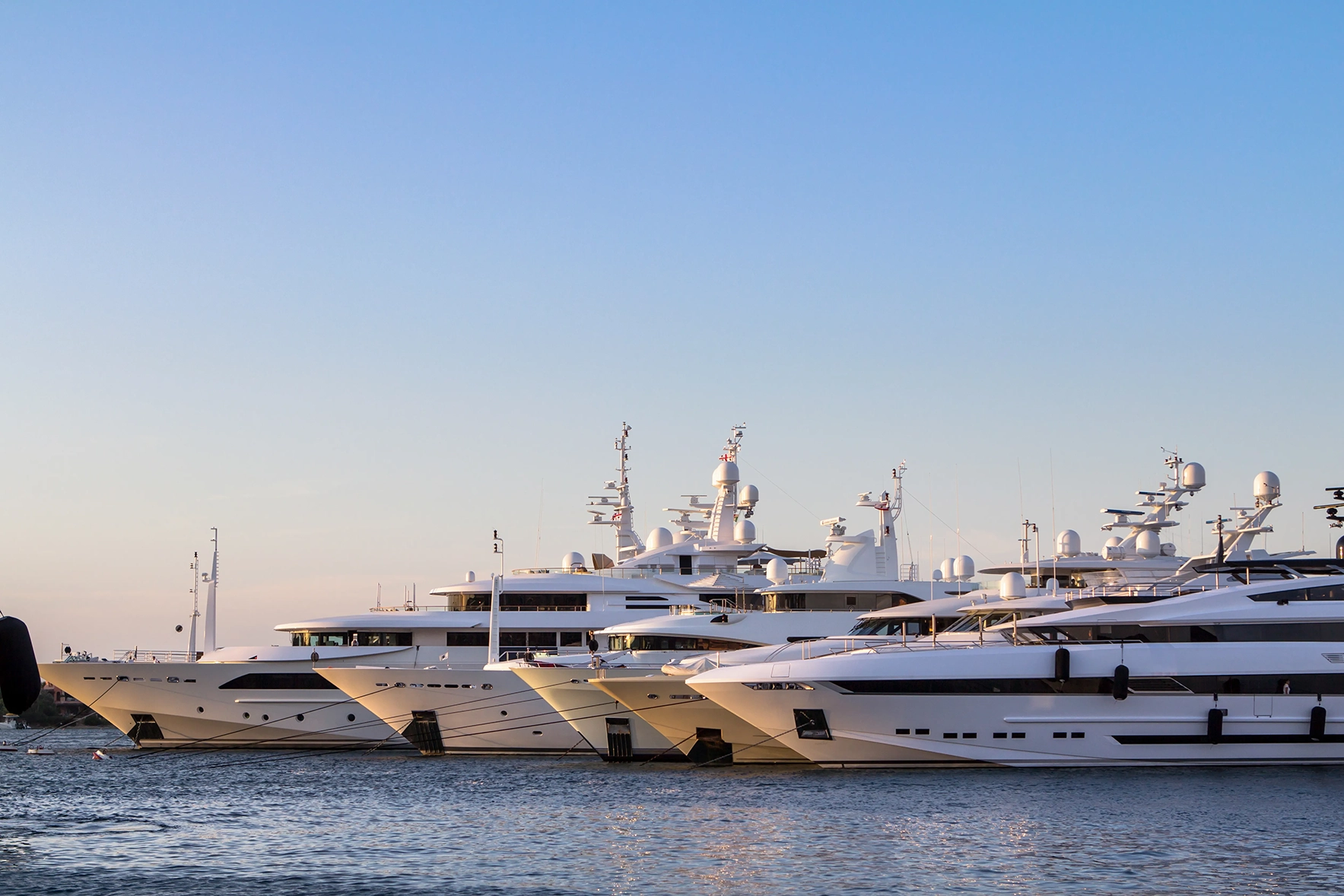 a line of luxury yachts in Porto Cervo, Sardinia
