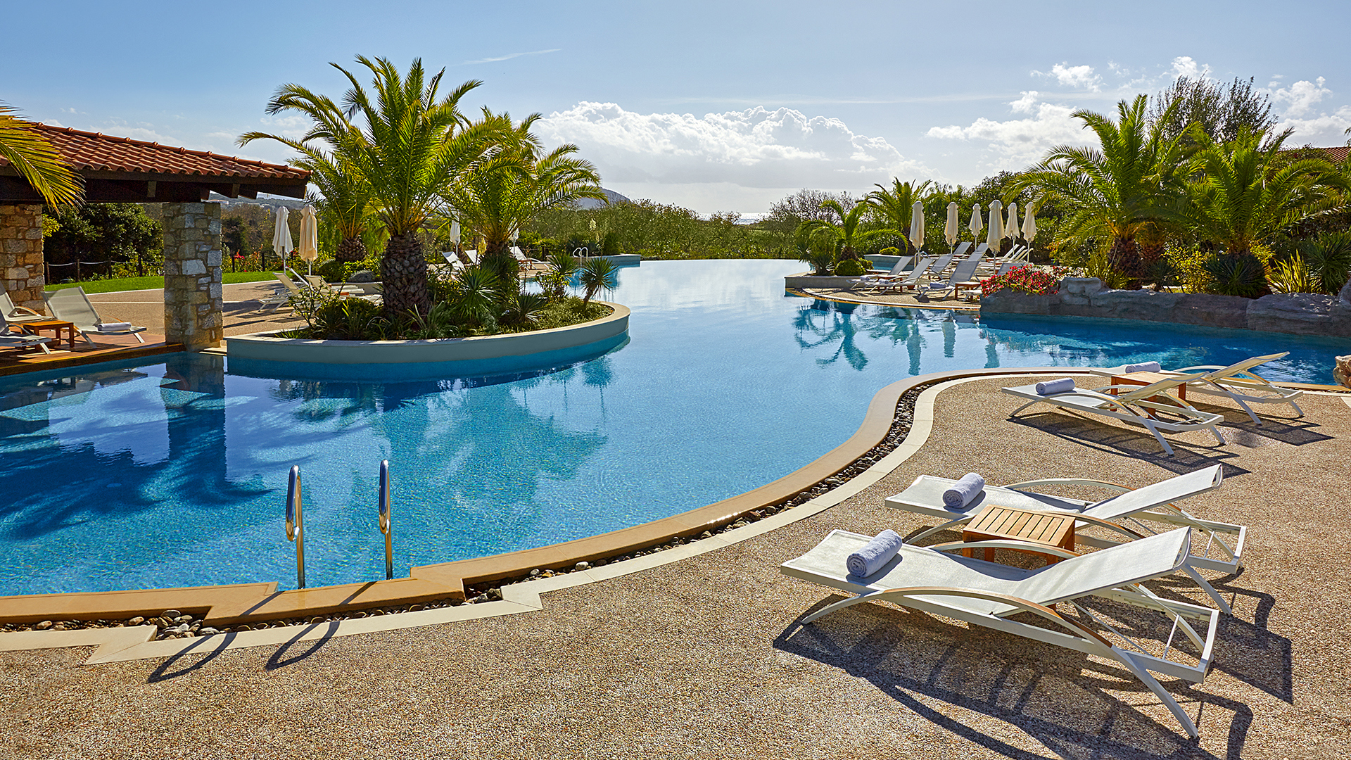 Europe, Greece, The Westin Resort Costa Navarino, Pool Loungers