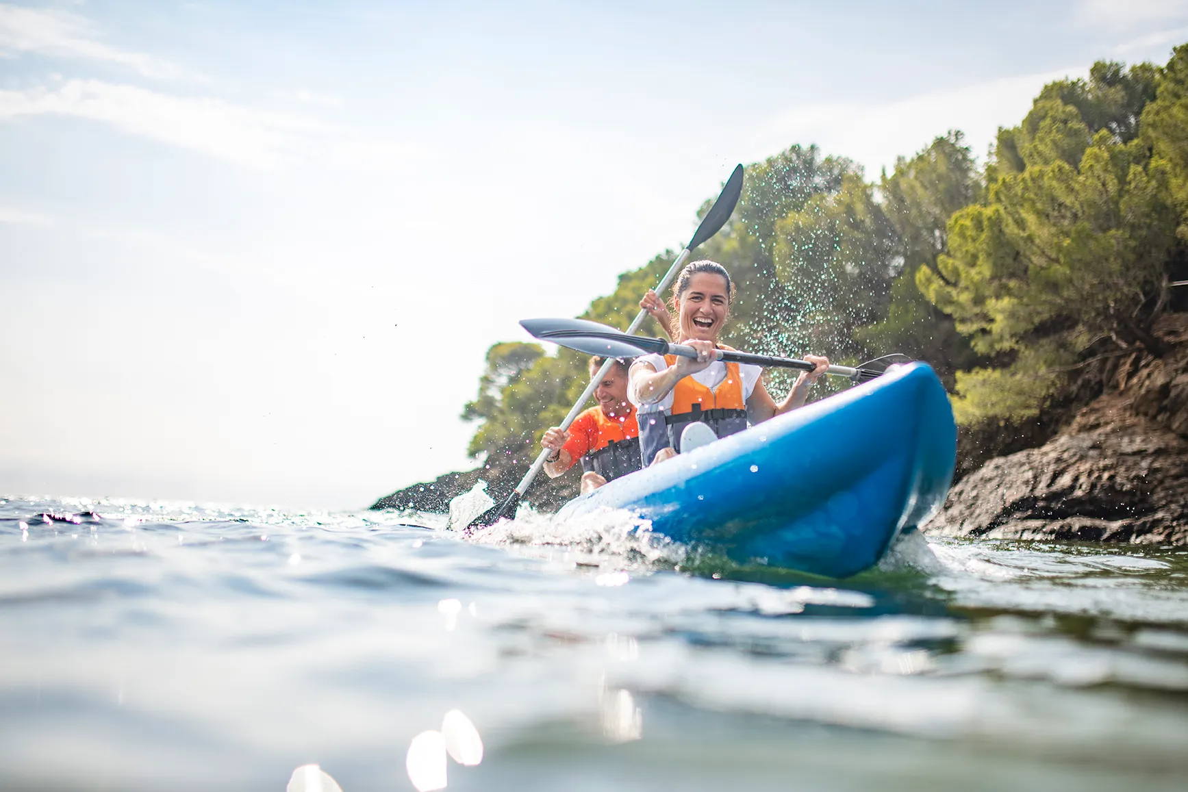 Two people kayaking in Spain 
