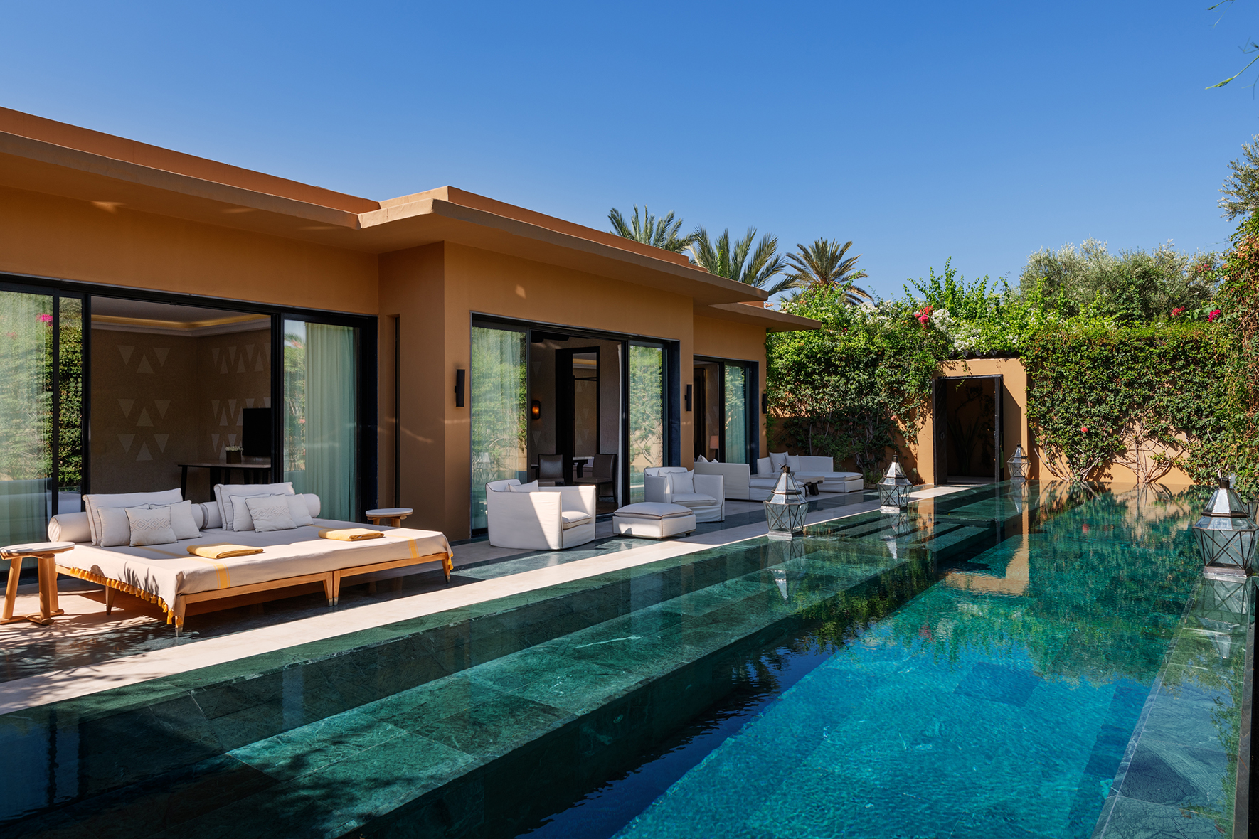 Africa, Morocco, Mandarin Oriental Marrakech, spa villa exterior and pool