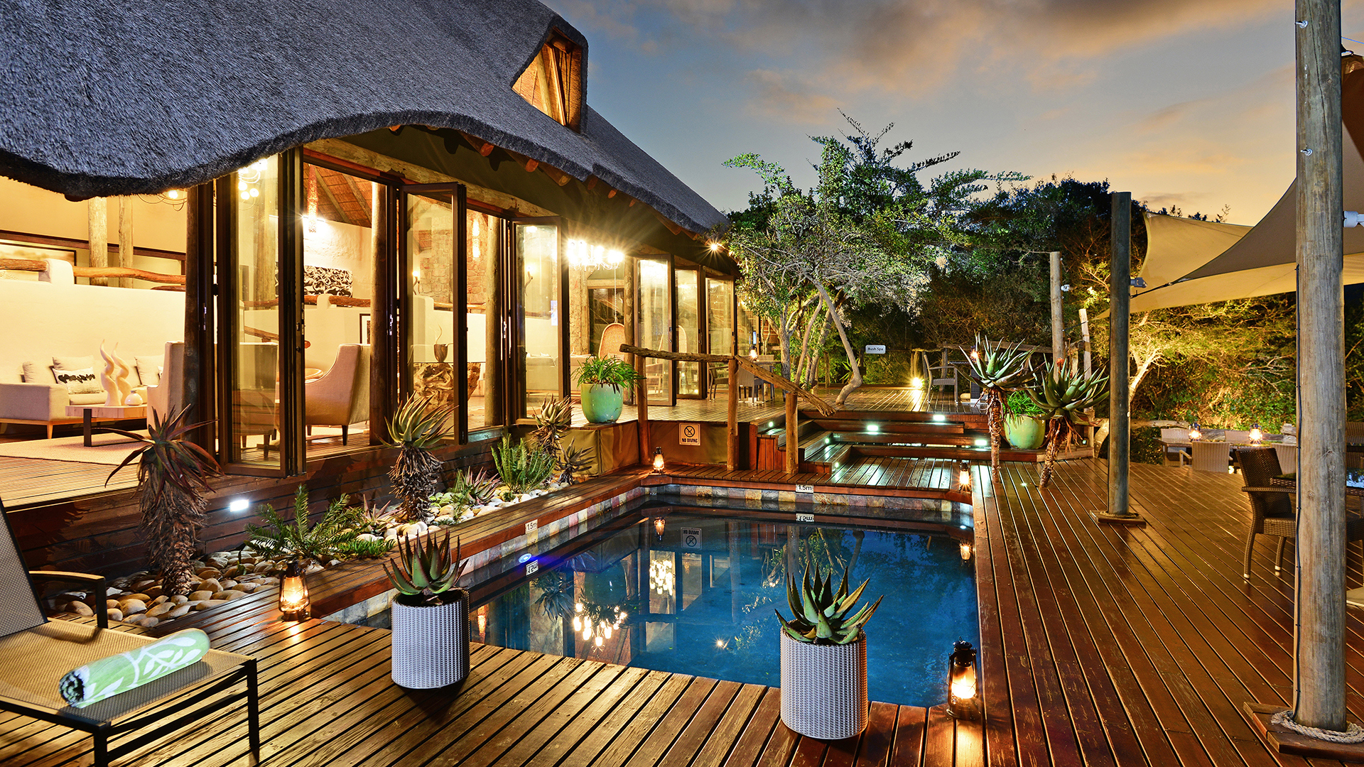  Africa, South Africa, Bayethe Tented Lodge at Shamwari Private Game Reserve, Main pool