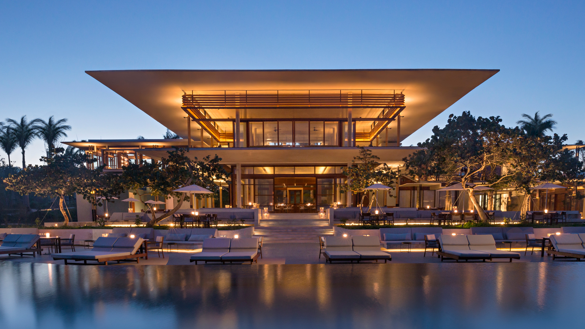 Amanera, Caribbean, Dominican Republic, Casa Grande at night