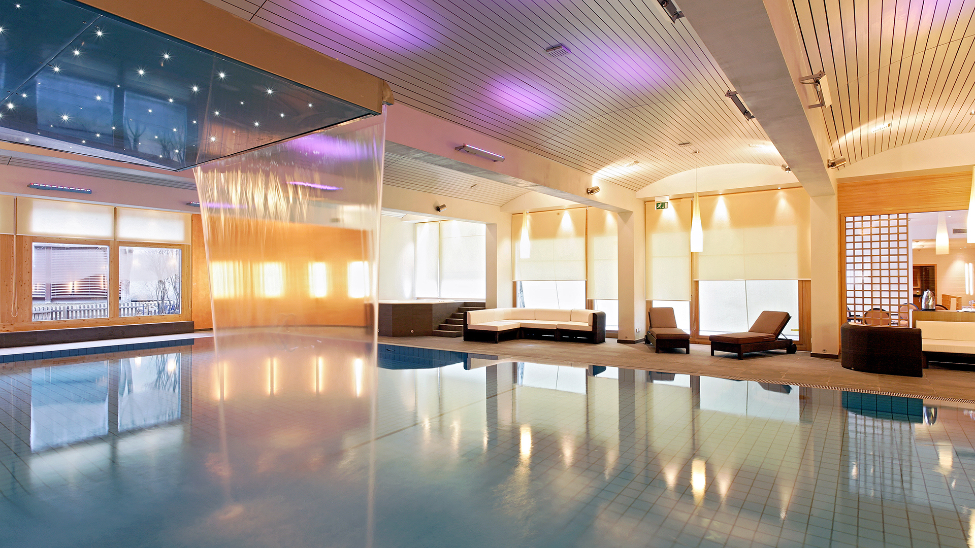 A tranquil spa pool with waterfall