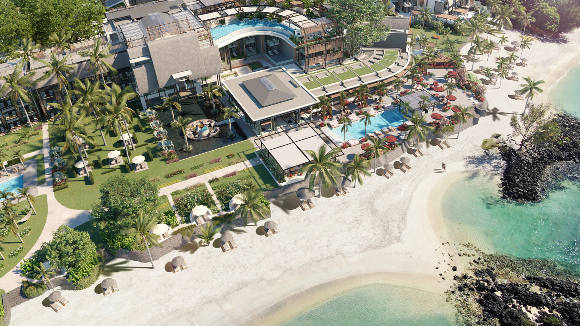 Indian Ocean, Mauritius, LUX* Grand Baie, Aerial View