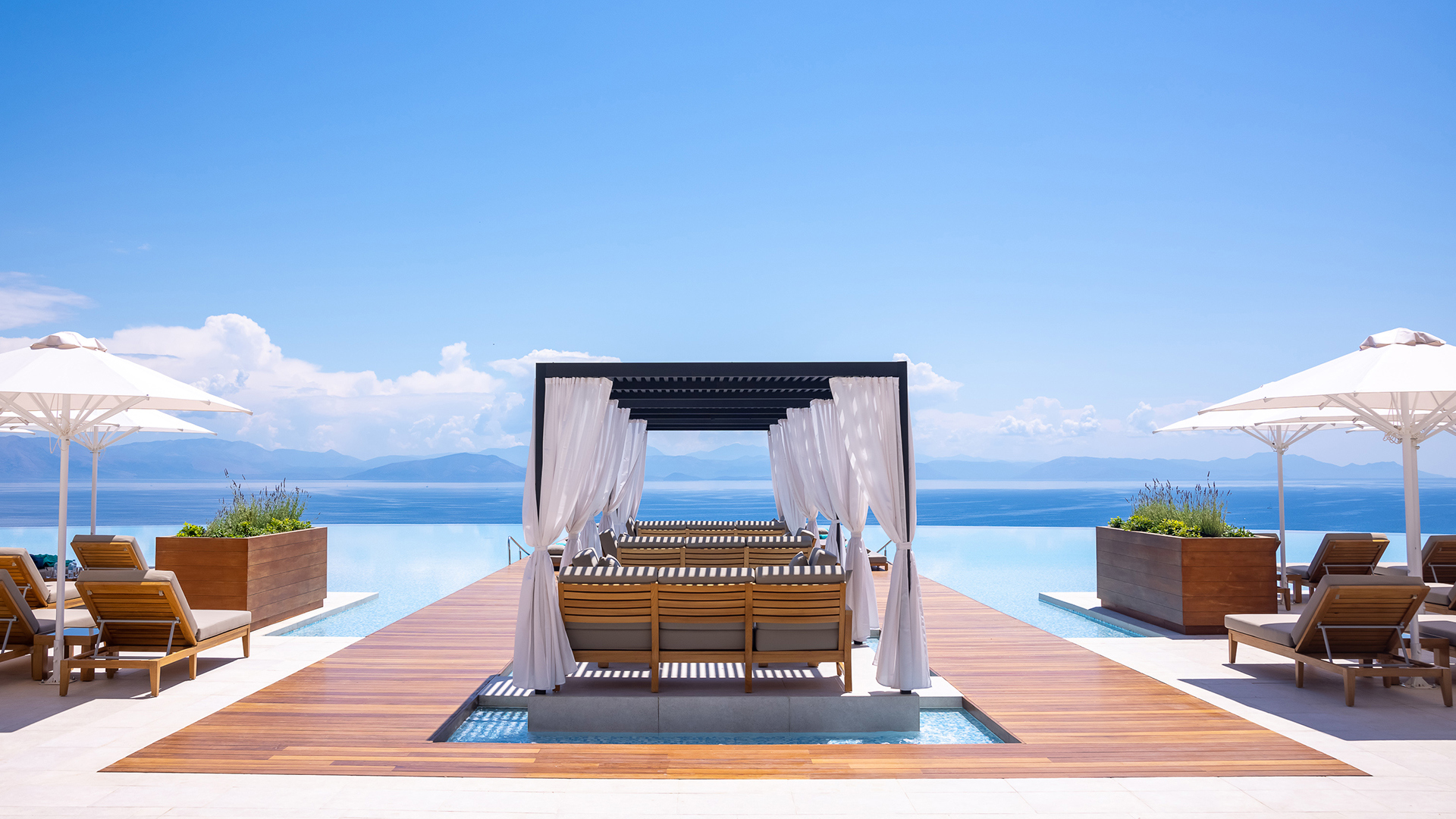 Europe, Greece, Corfu, Angsana Corfu, Lounger View