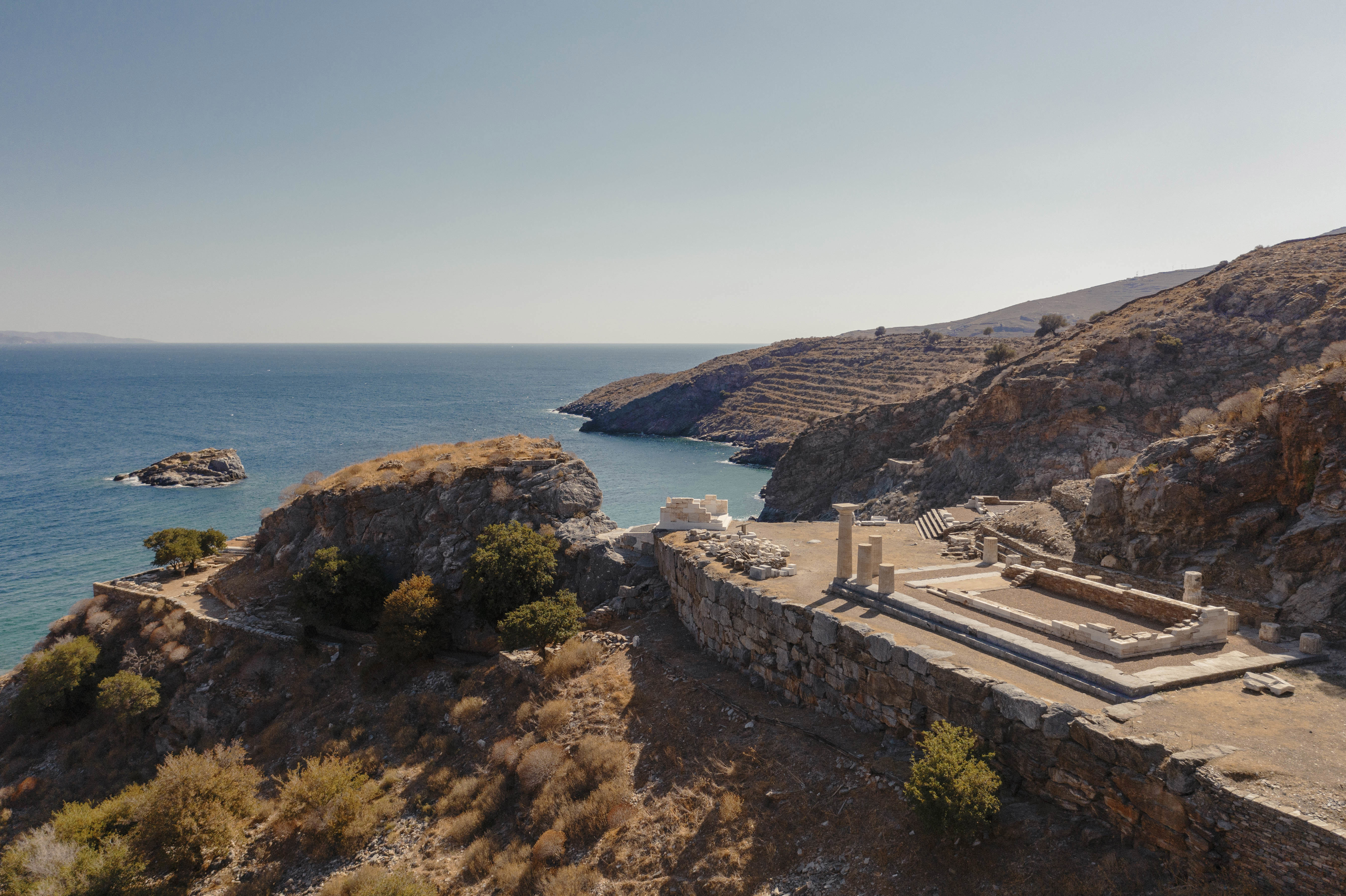 Ruins of ancient Greek city Karthea on the coast of Kea Island 