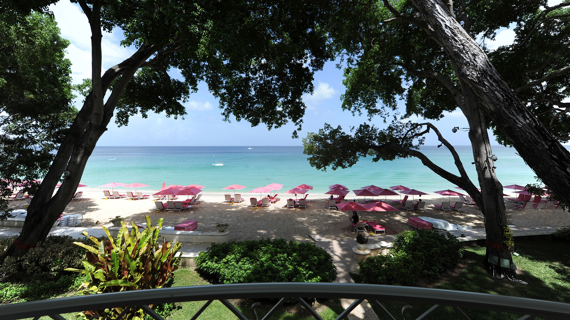Caribbean, Barbados, Sandy Lane, Beach from Balcony