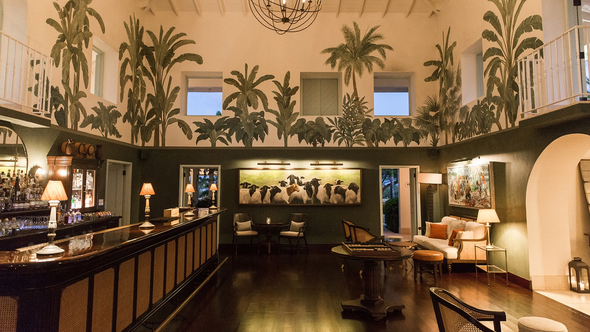 Caribbean, Antigua, Jumby Bay, 1830 Bar at the Estate House