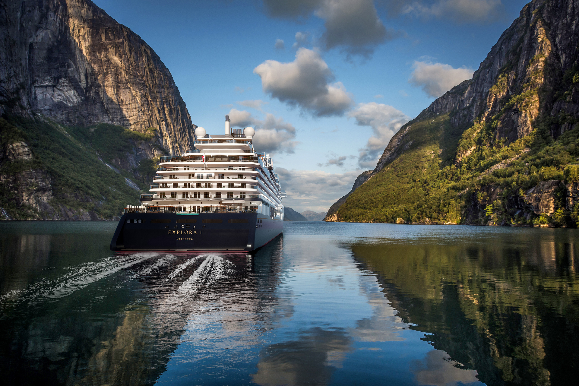 Explora cruise passing through fjords