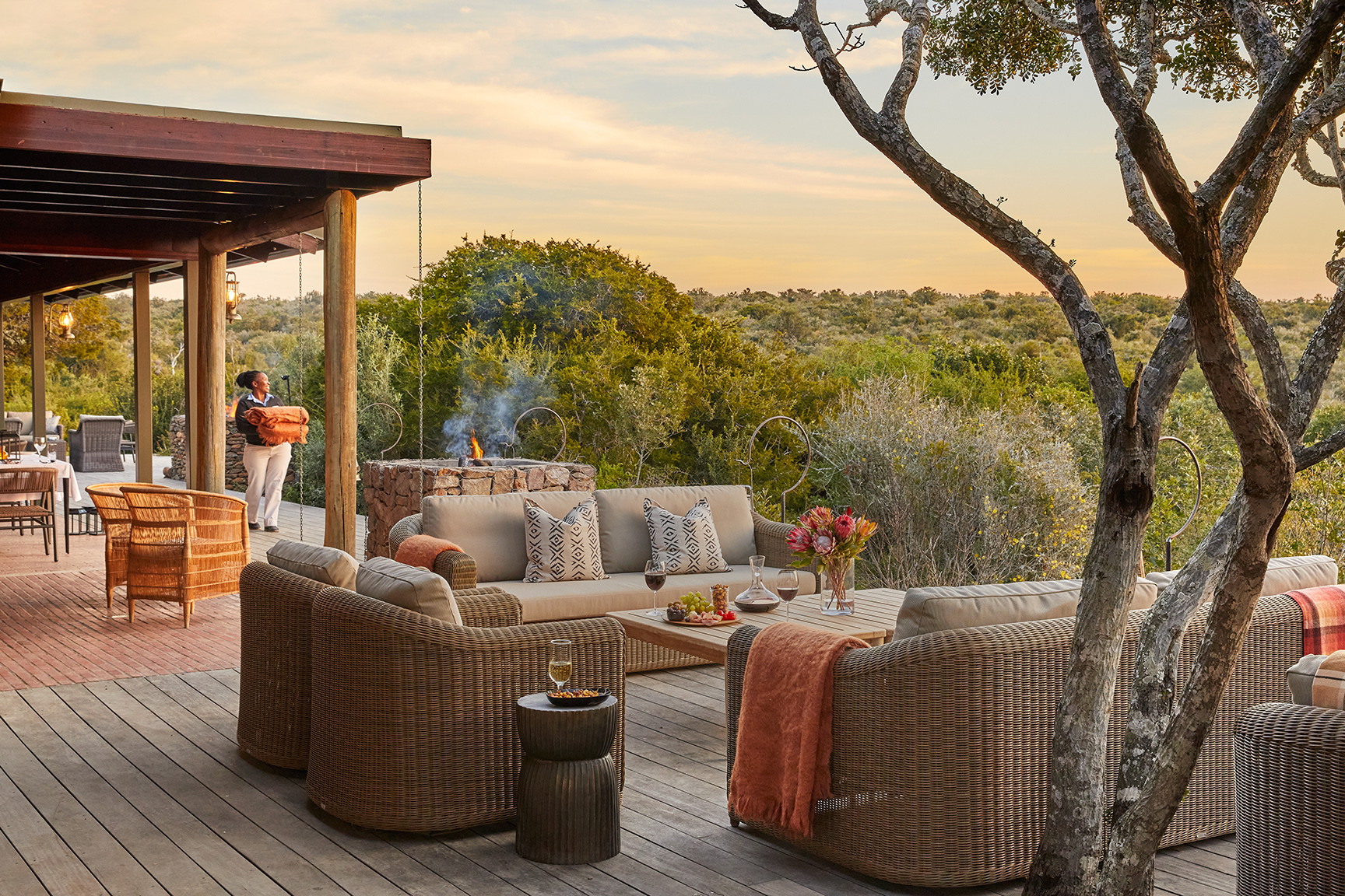 Africa, South Africa, Kwandwe Private Game Reserve, Ecca Lodge, outdoor seating