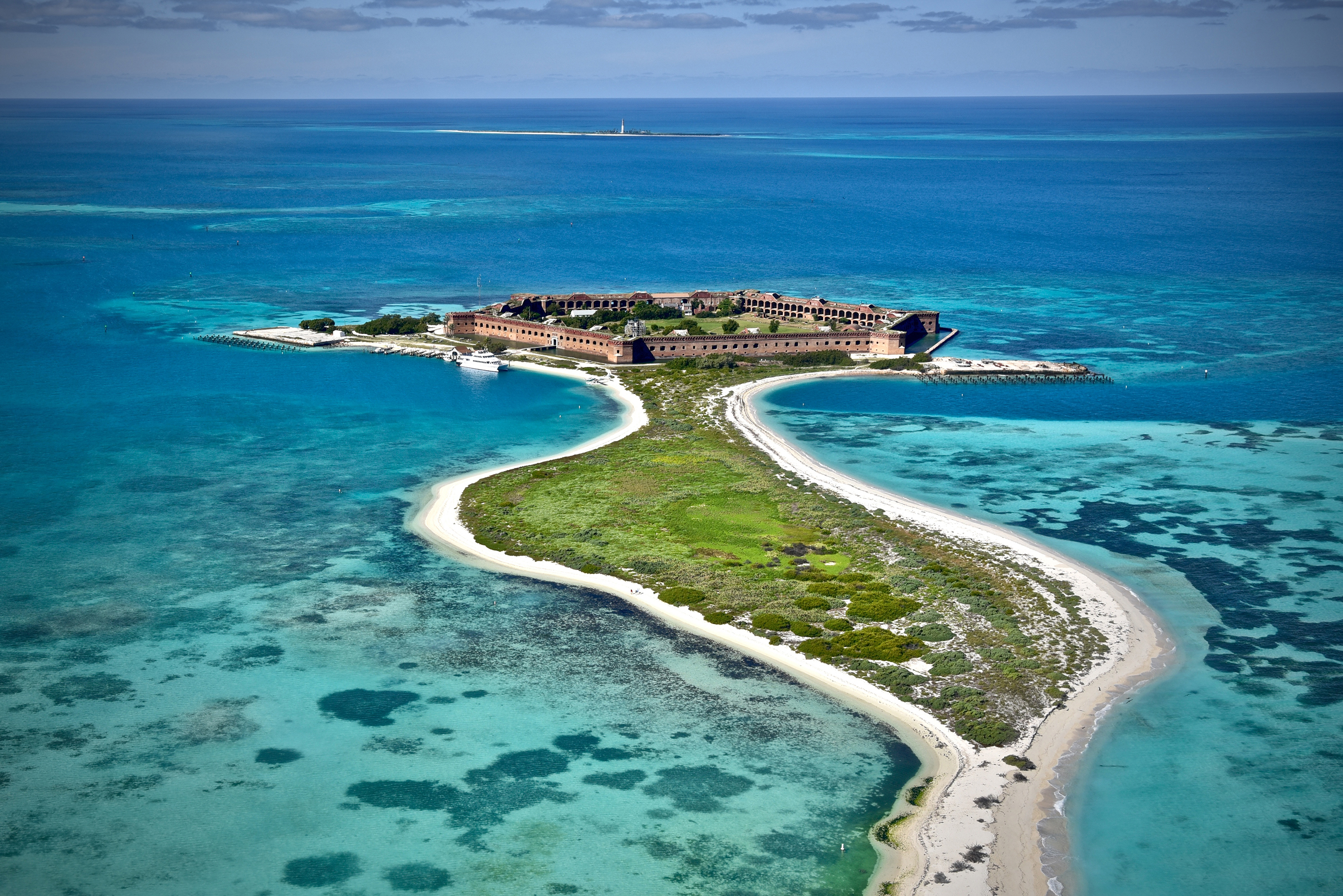 Fort Jefferson from the air at Dry Tortugas National Park