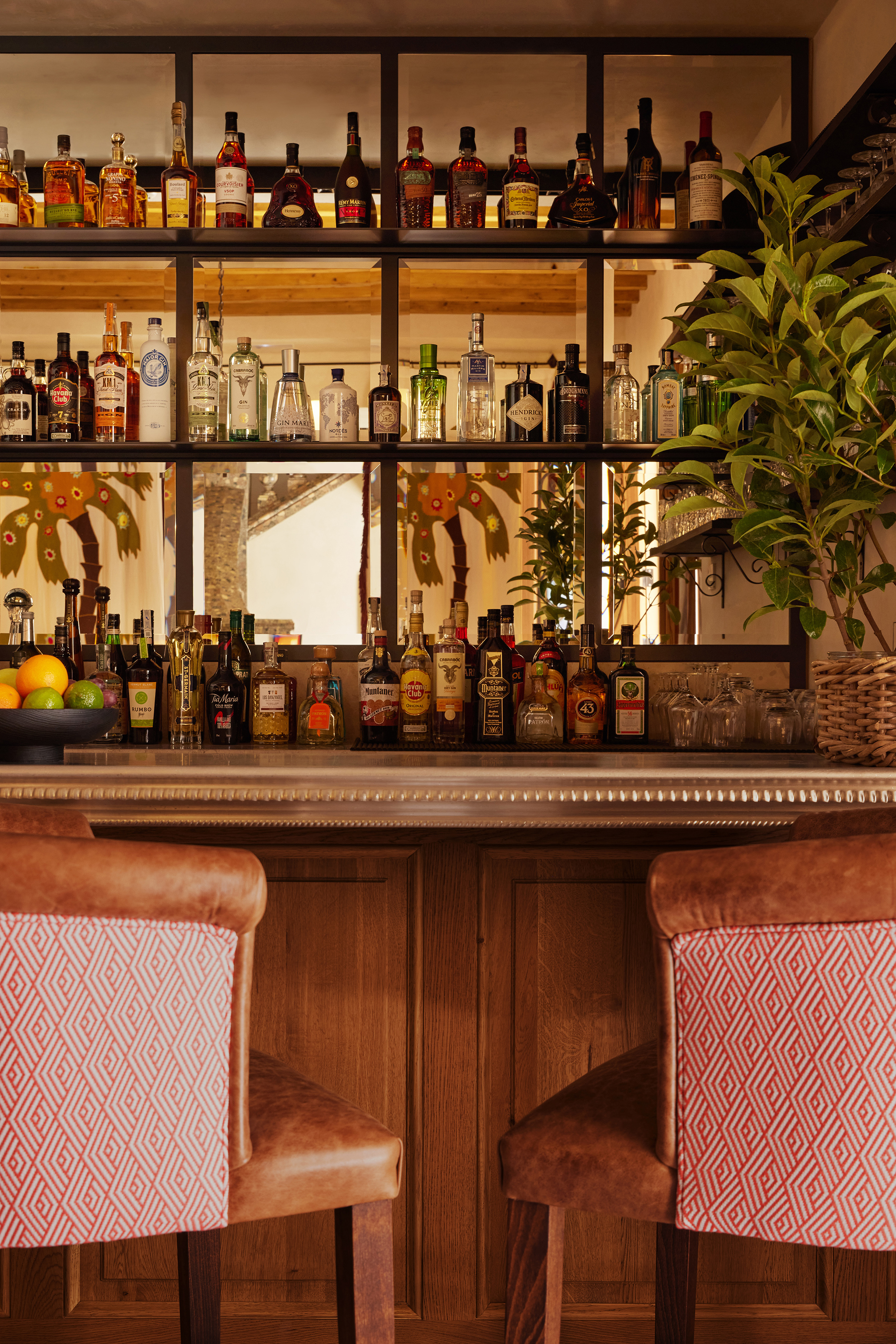 Bottles lined up behind Sa Terrassa Restaurant Bar