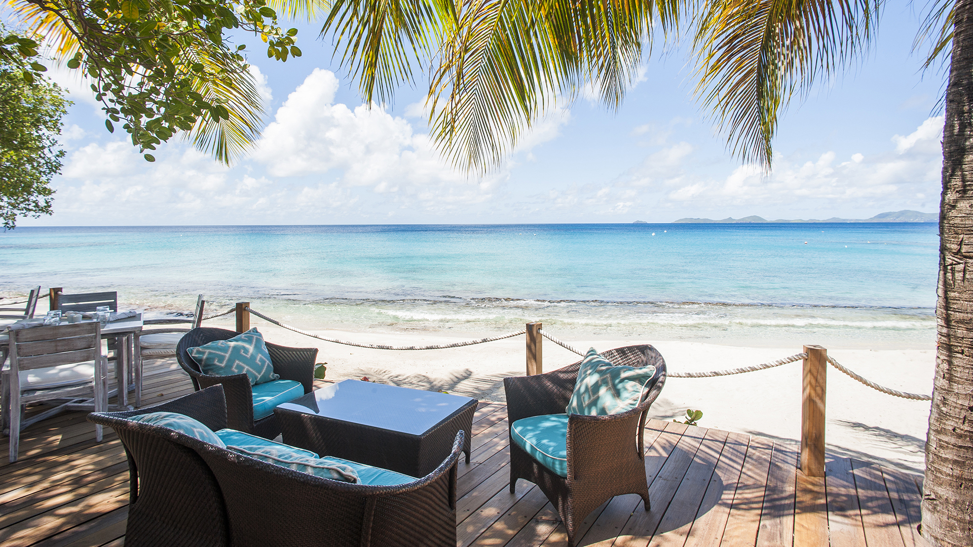 Caribbean, The Grenadines, Mustique, Cotton House, Beach Patio