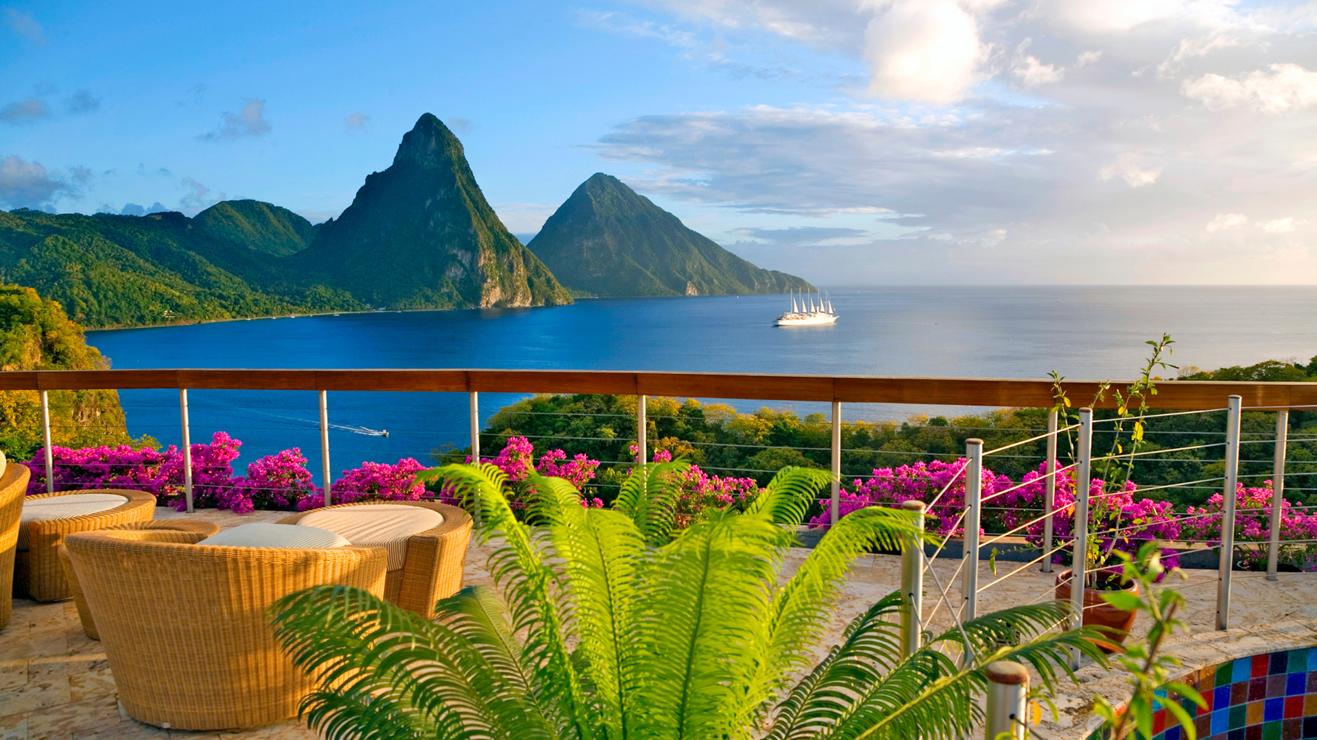 Caribbean, St Lucia, Jade mountain club, Terrace