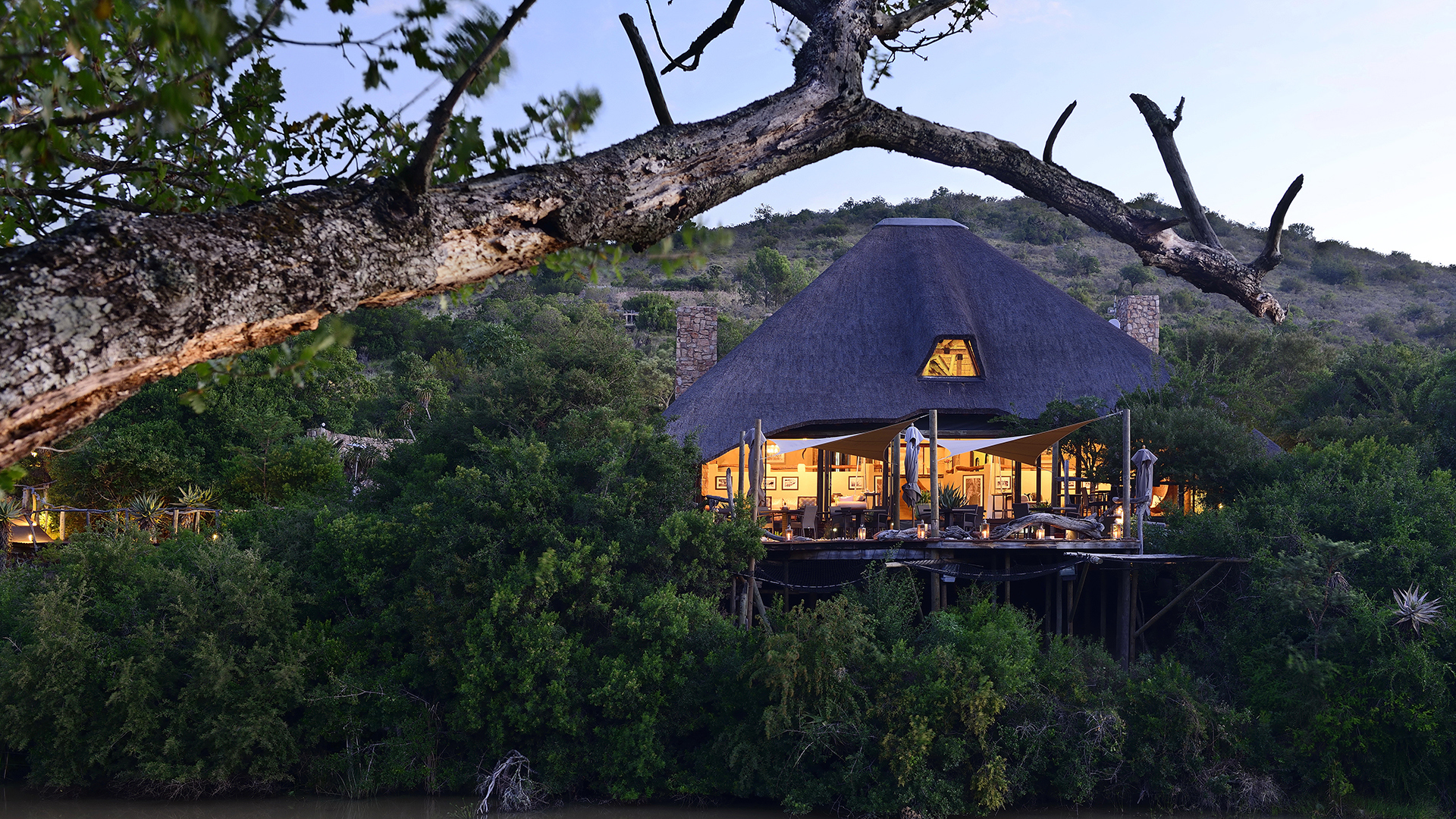  Africa, South Africa, Bayethe Tented Lodge at Shamwari Private Game Reserve, Main tent