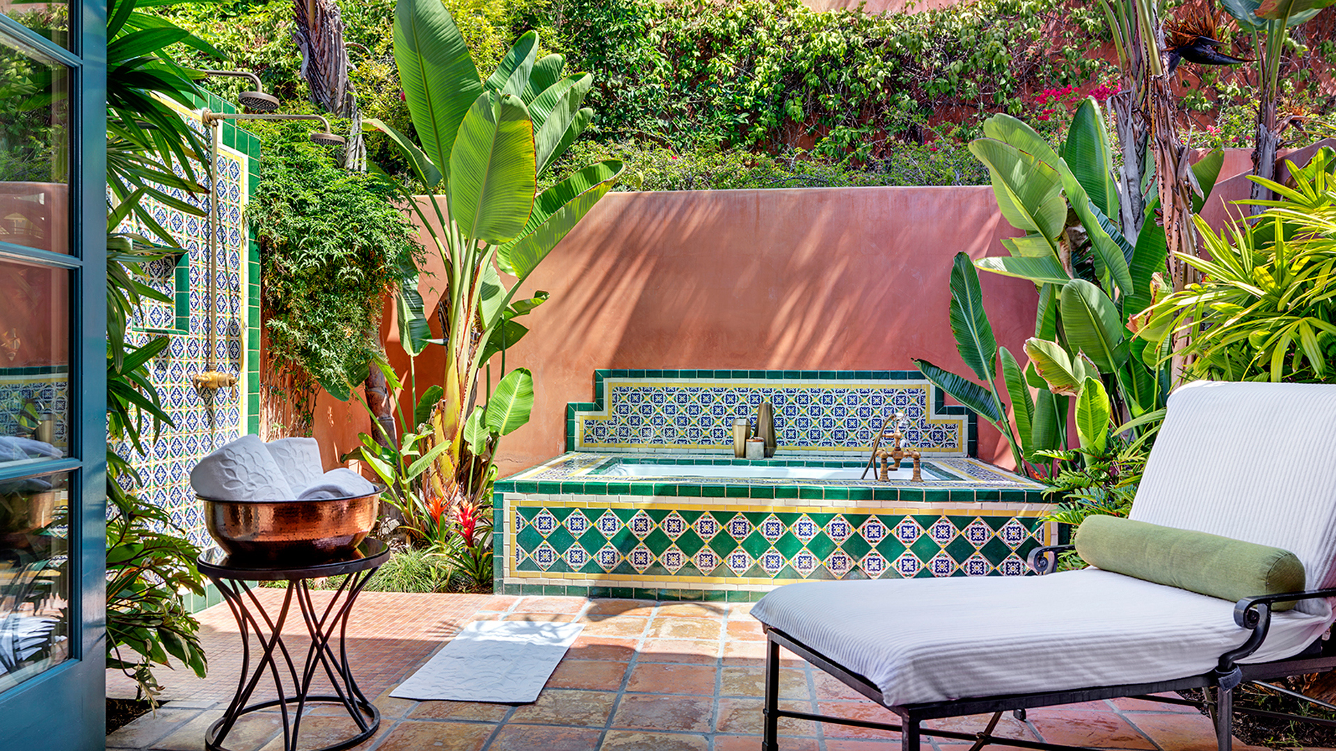  USA, Luxury California Holidays, Rancho Valencia, Patio bath