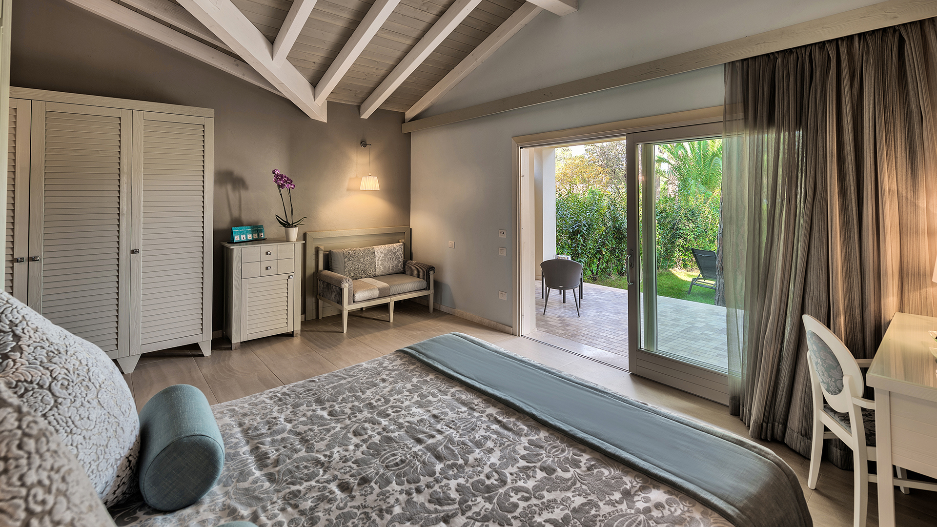  Europe, Italy, Sardinia, Forte Village - Il Castello, Deluxe Bungalow bedroom