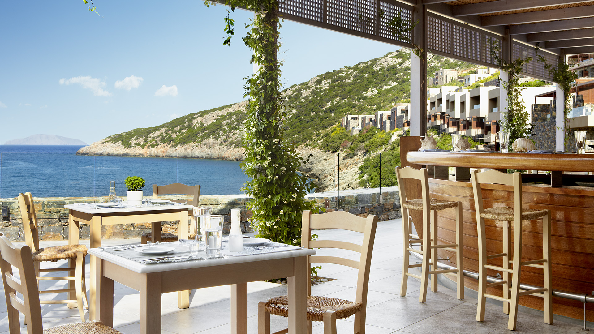 Europe, Greece, Crete, Daios Cove Luxury Resort & Villas, Taverna Restaurant