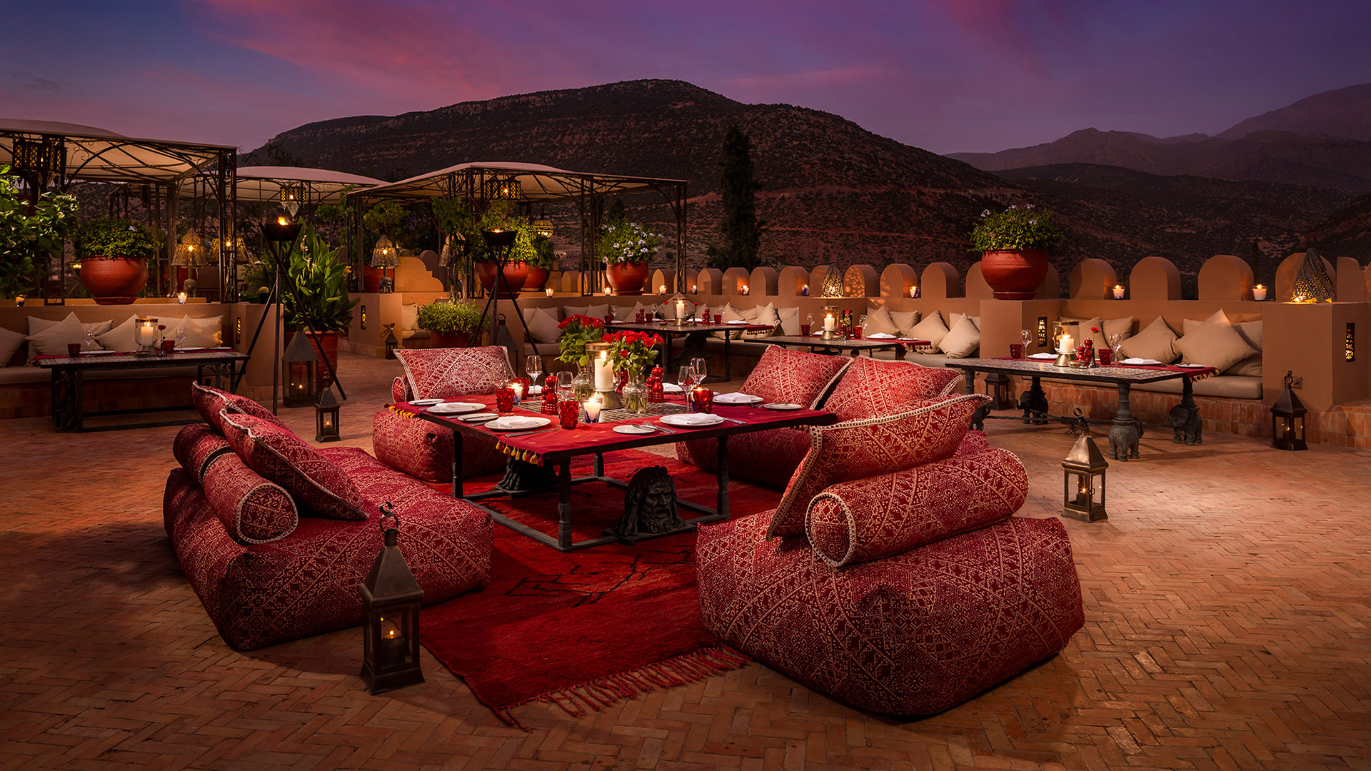 Europe & North Africa, Morocco, Kasbah Tamadot, Roof terrace private dining