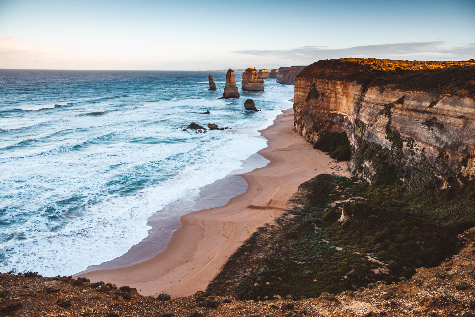 Cliff top view of the Twelve Apostles in Australia