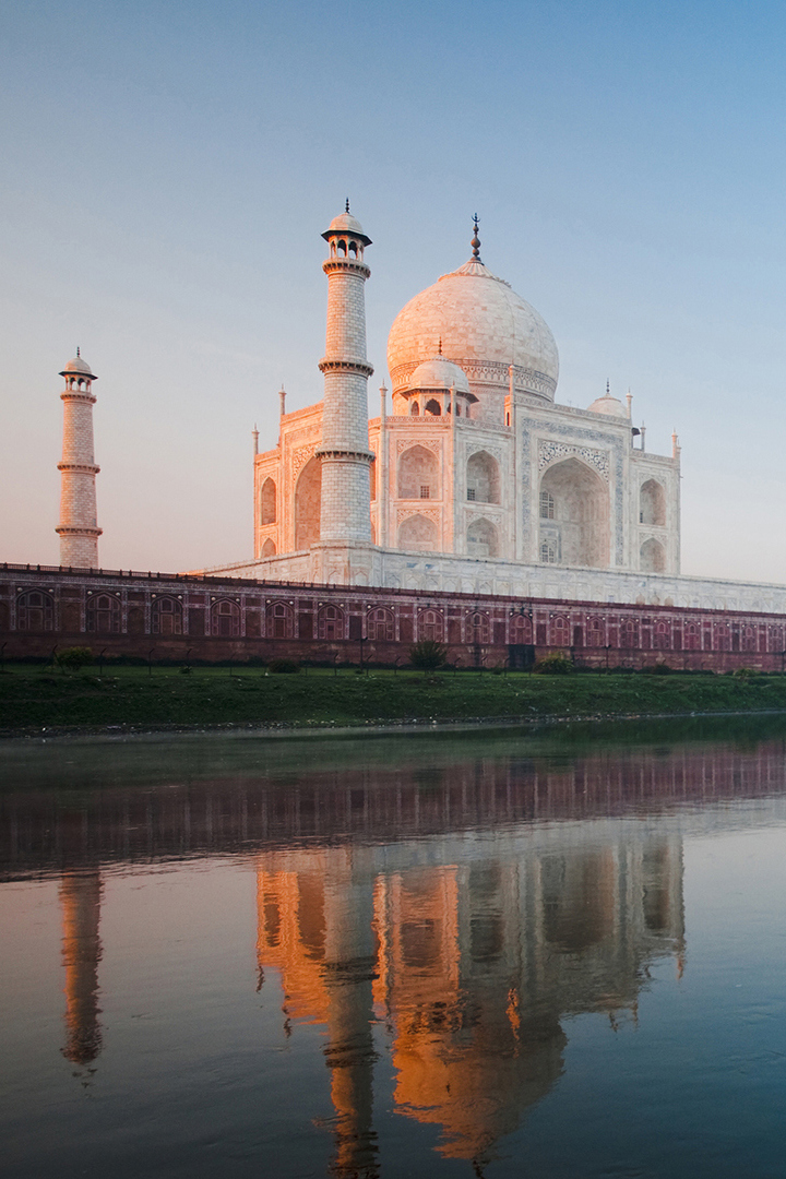 Back view of the Taj Mahal across the river