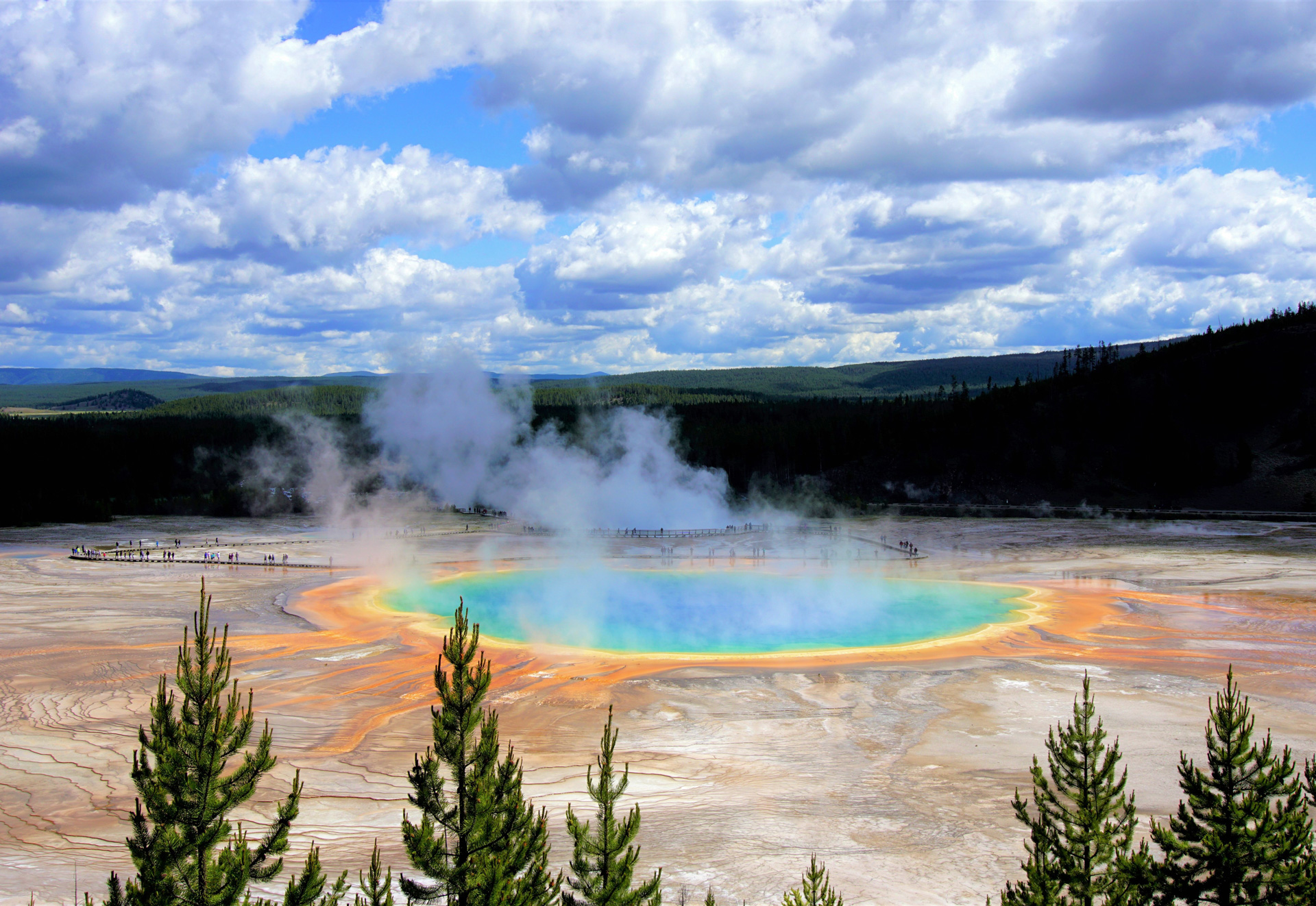 A geyser with colourful rings in Yellowstone national park